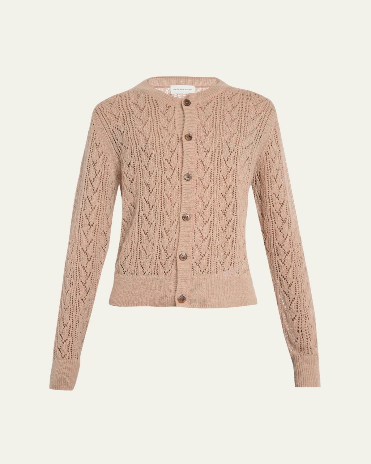 Dries Van Noten Men's Poly-Blend Openwork Cardigan Sweater