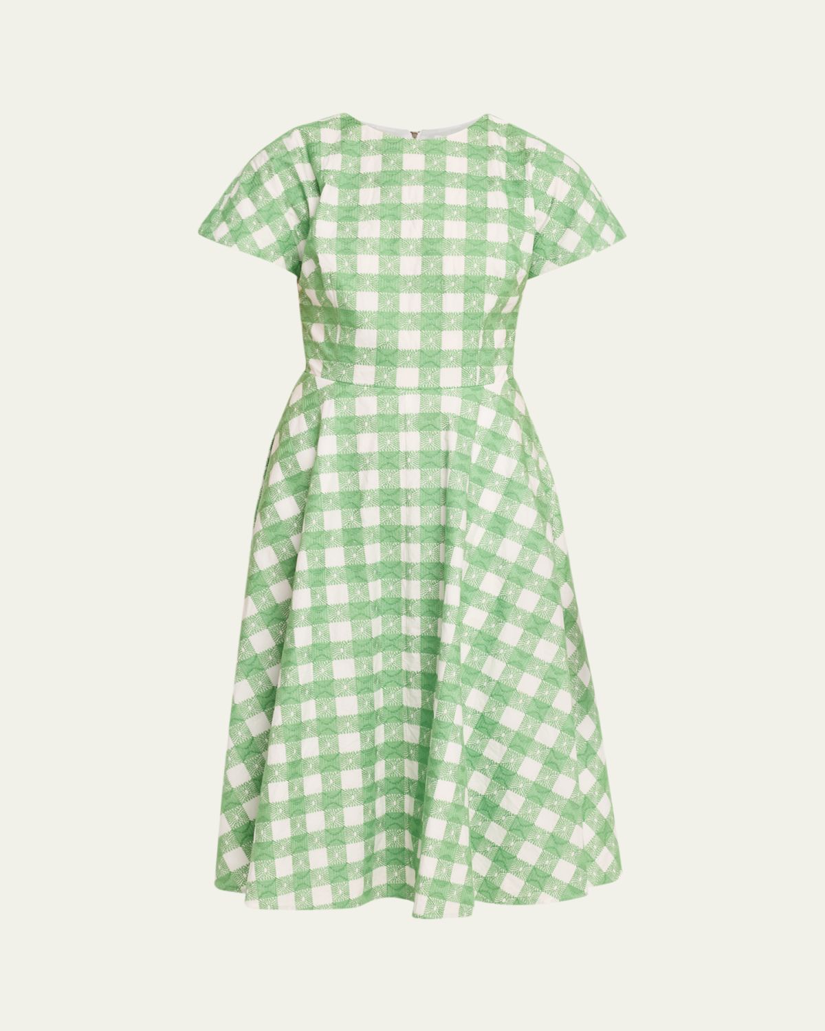 Rosie Assoulin Buttercup Gingham Short-Sleeve Midi Dress | Thumbnail 6
