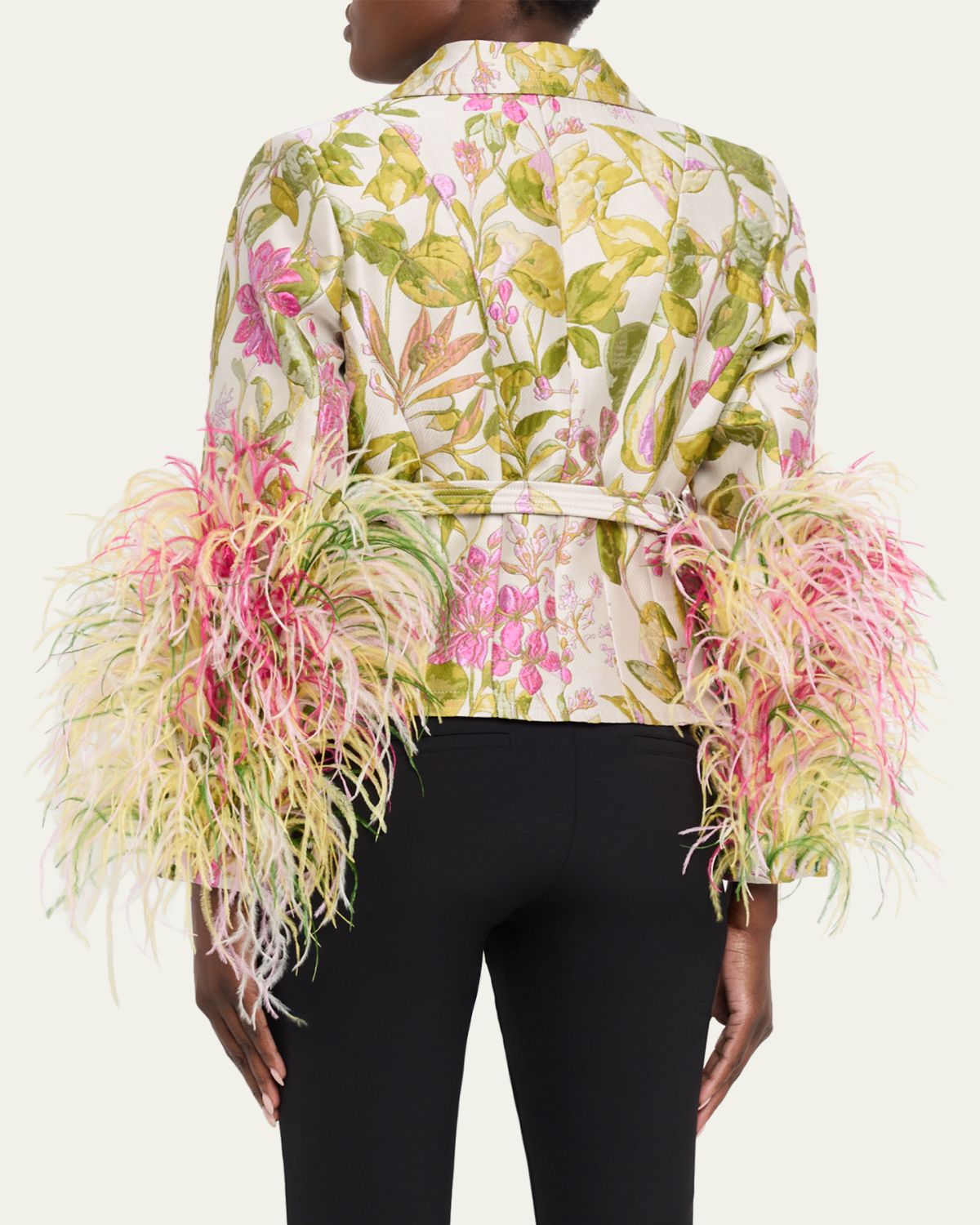 Libertine Dianthus Jacquard Feather-Trim Single-Breasted Jacket | Thumbnail 3 Libertine Dianthus Jacquard Feather-Trim Single-Breasted Jacket | Thumbnail 3