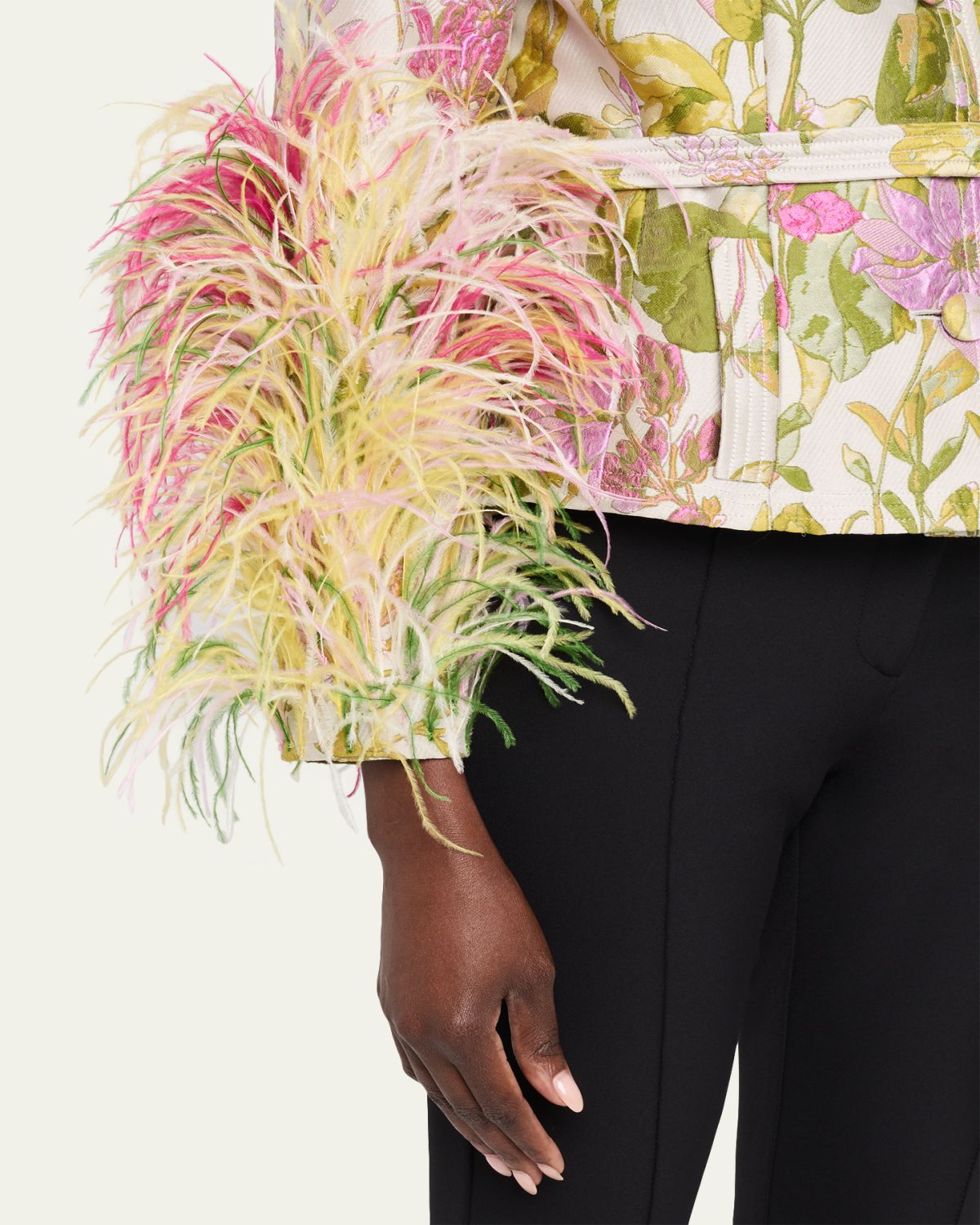 Libertine Dianthus Jacquard Feather-Trim Single-Breasted Jacket | Thumbnail 5 Libertine Dianthus Jacquard Feather-Trim Single-Breasted Jacket | Thumbnail 5