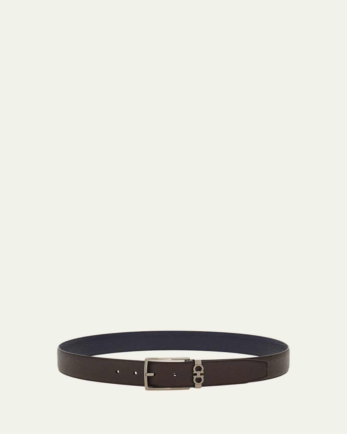 Ferragamo Men's Reversible Hammered Leather Belt | Thumbnail 3 Ferragamo Men's Reversible Hammered Leather Belt | Thumbnail 3