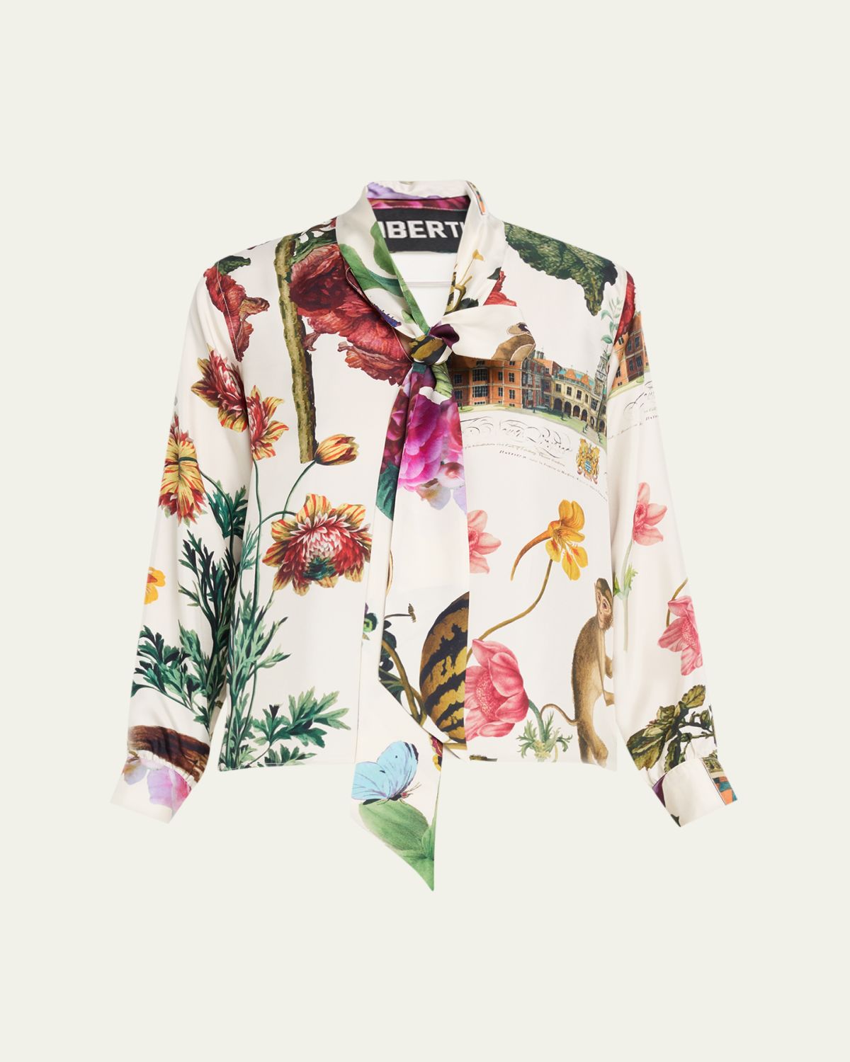 Libertine Hollyhock Floral Silk Slim Tie Keith Blouse