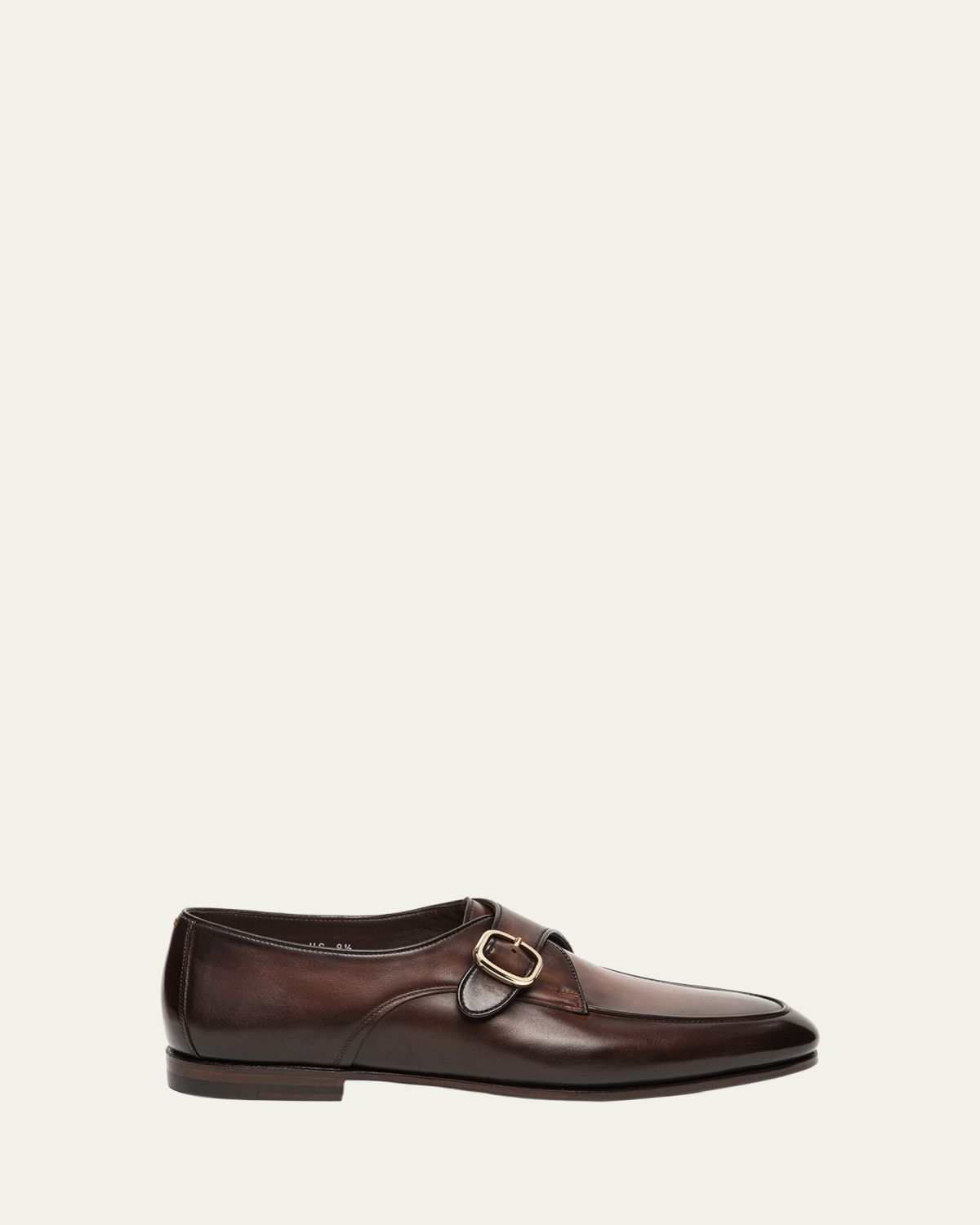 Santoni Men's Carlo Burnished Leather Single-Monk Strap Loafers