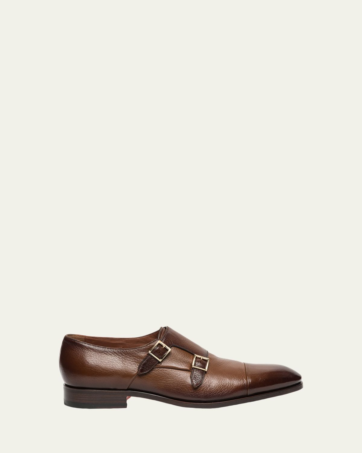 Santoni Men's Ira Grained Leather Double-Monk Strap Loafers