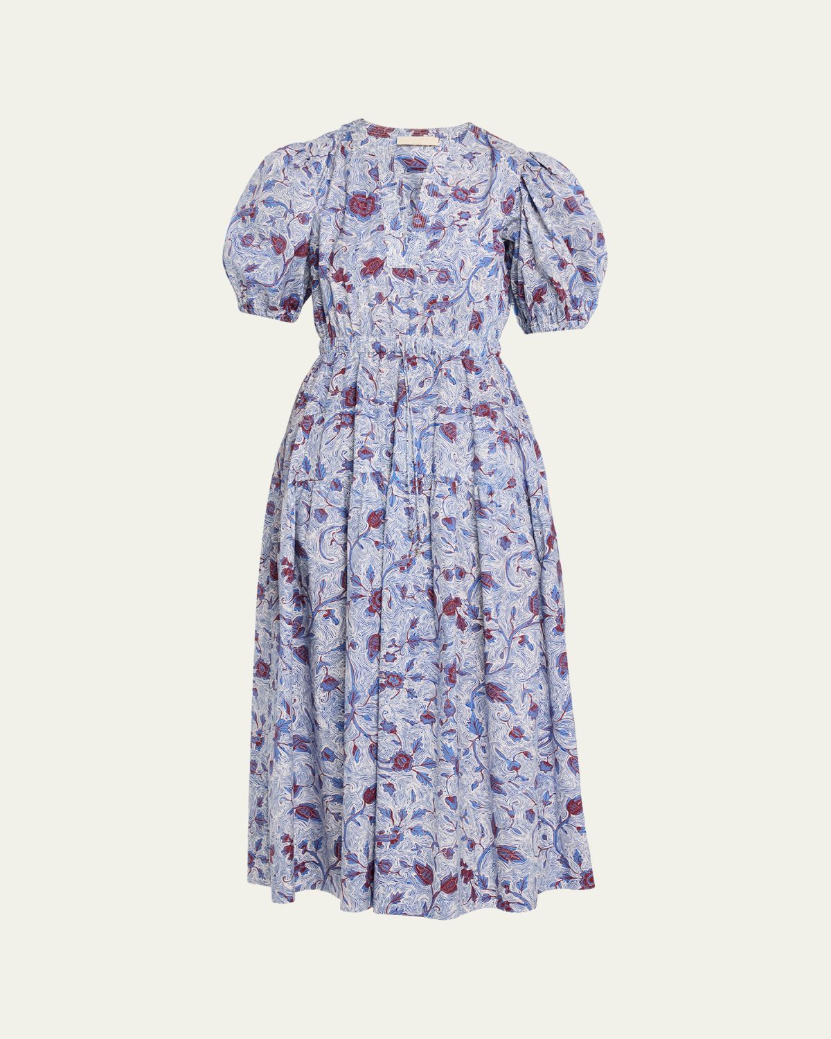 Ulla Johnson Adriana Printed Puff-Sleeve Midi Dress