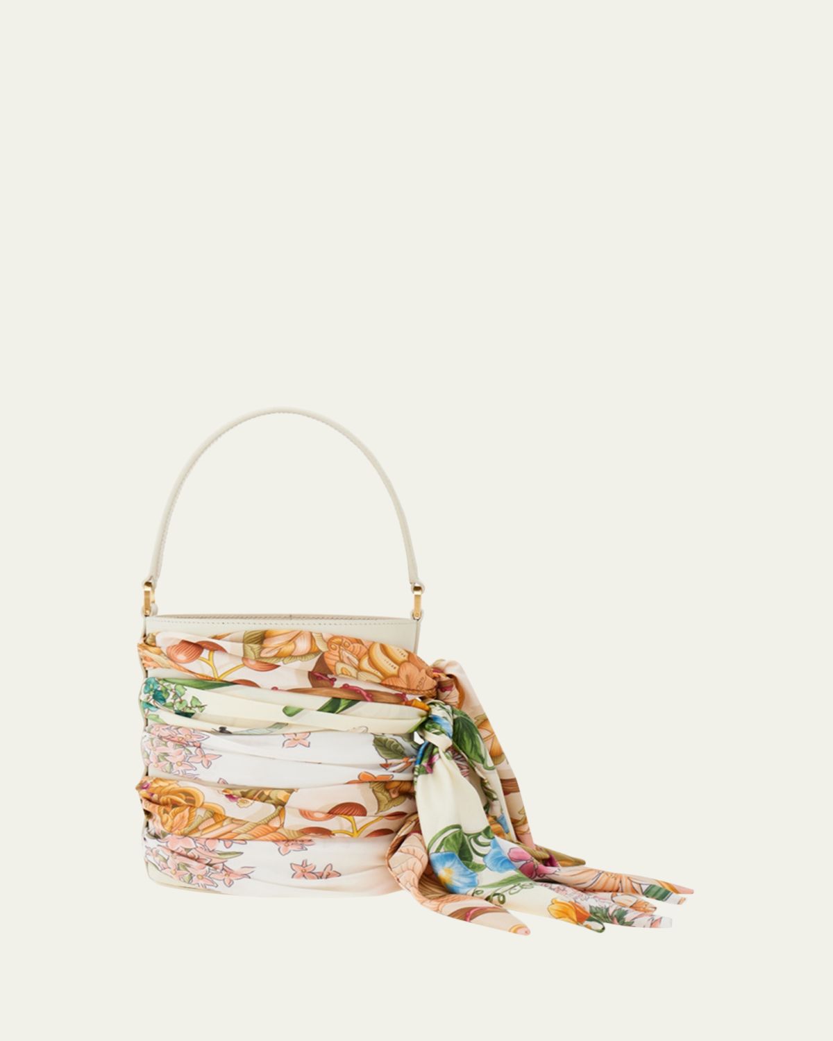 Ferragamo Scarf-Wrapped Leather Bucket Bag