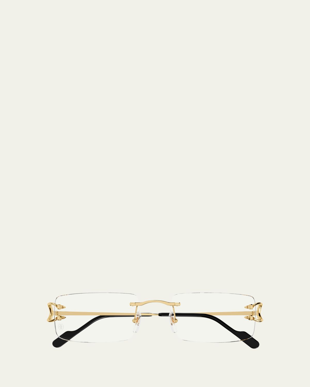 Cartier Men's C-Hinge Metal Rectangle Eyeglasses