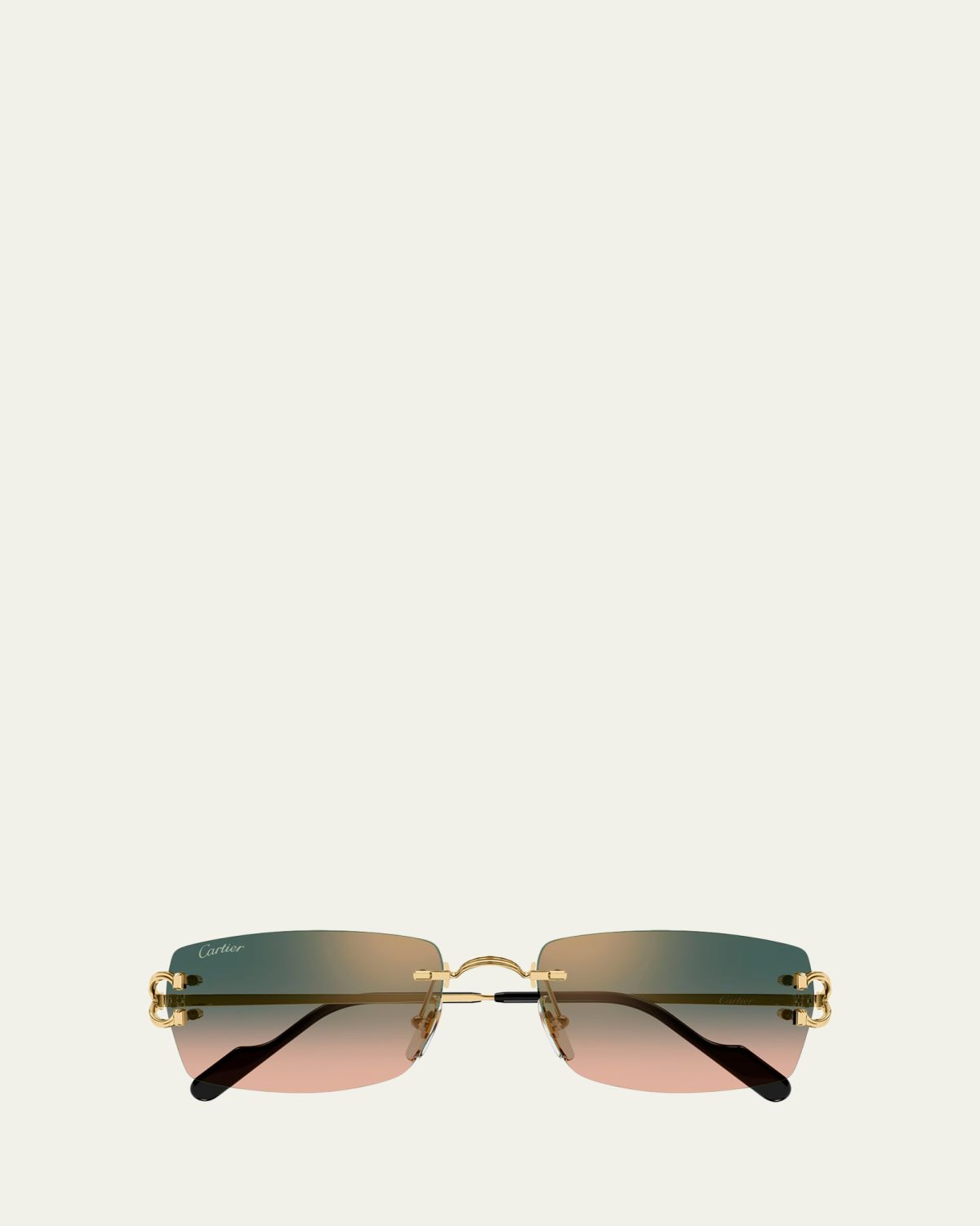 Cartier Men's C-Hinge Metal and Nylon Rectangle Sunglasses