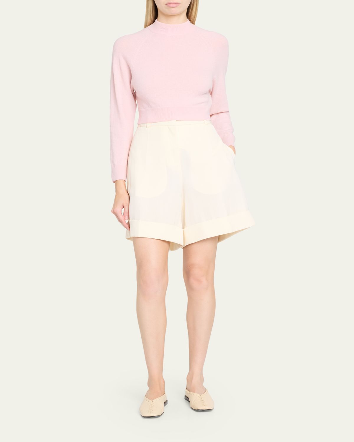 Jil Sander Wool-Cashmere Crop Crewneck Sweater | Thumbnail 2 Jil Sander Wool-Cashmere Crop Crewneck Sweater | Thumbnail 2