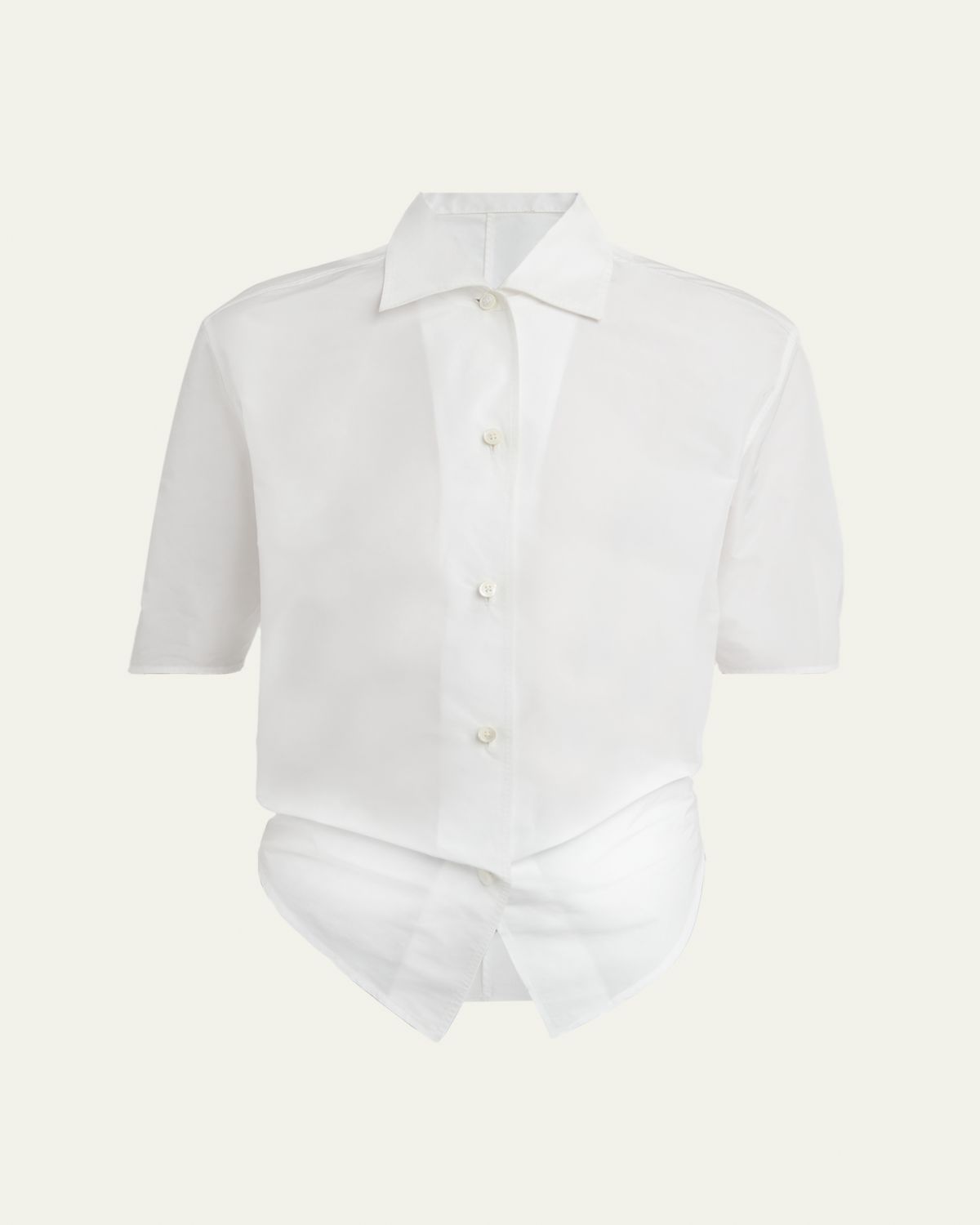 Jil Sander Short-Sleeve Gathered Button-Down Shirt
