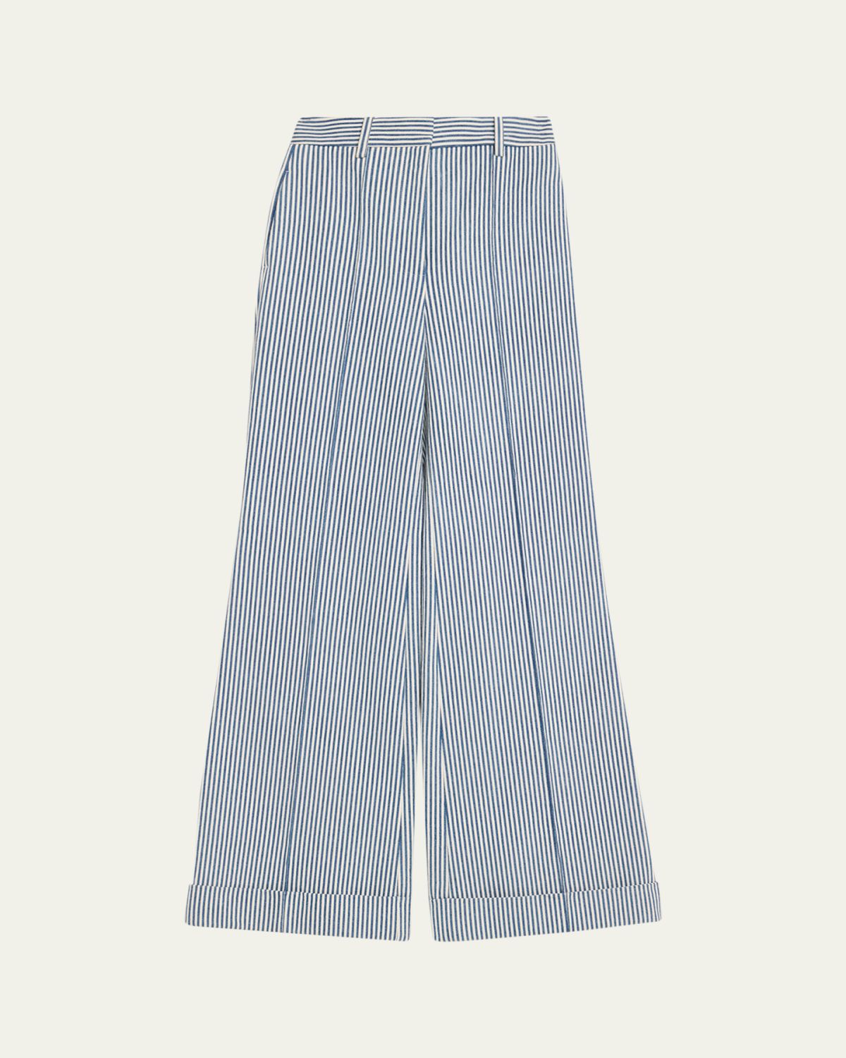 Adam Lippes Deeda Striped Twill Wide-Leg Pants