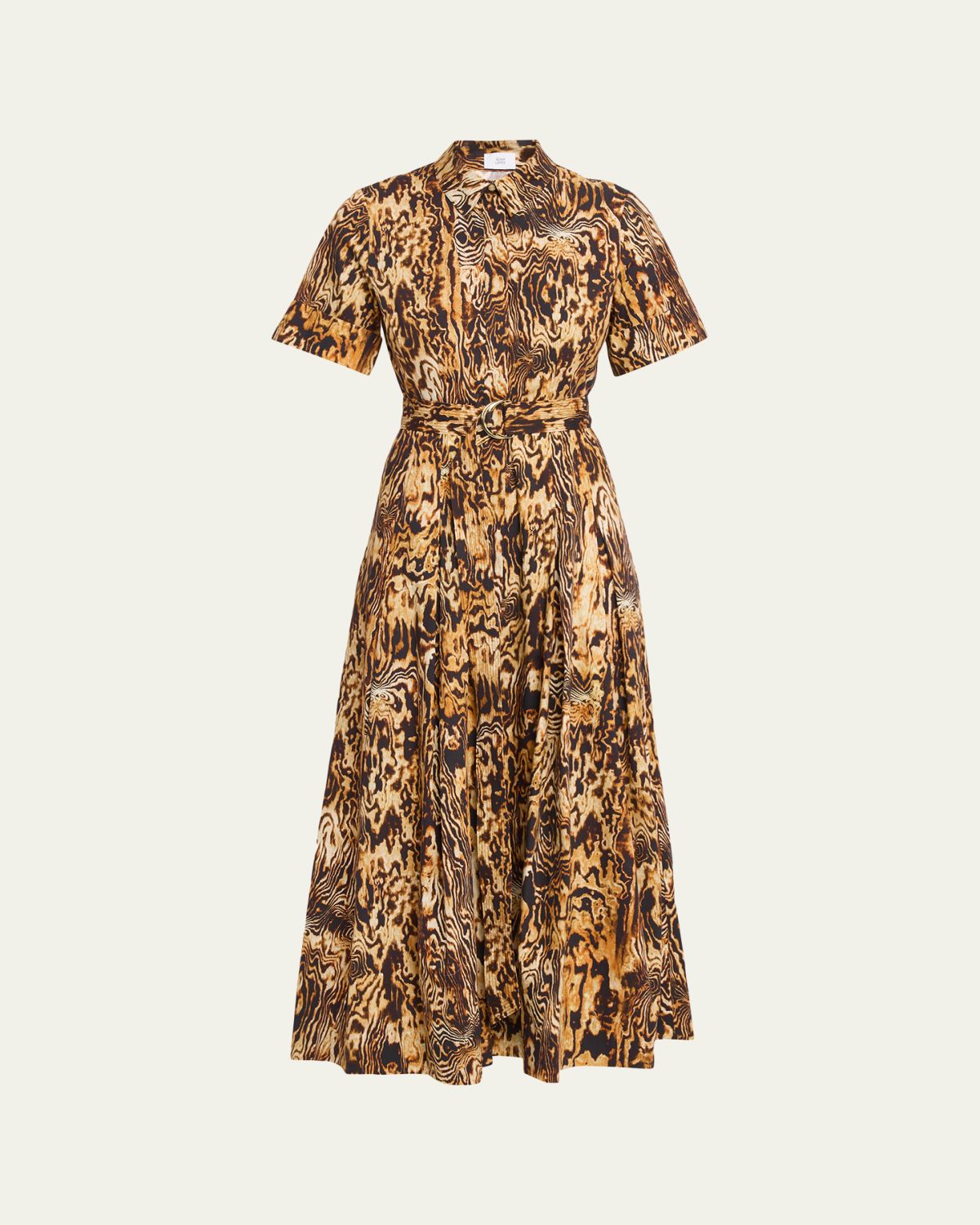 Adam Lippes Leighton Animal-Print Belted Midi Shirtdress