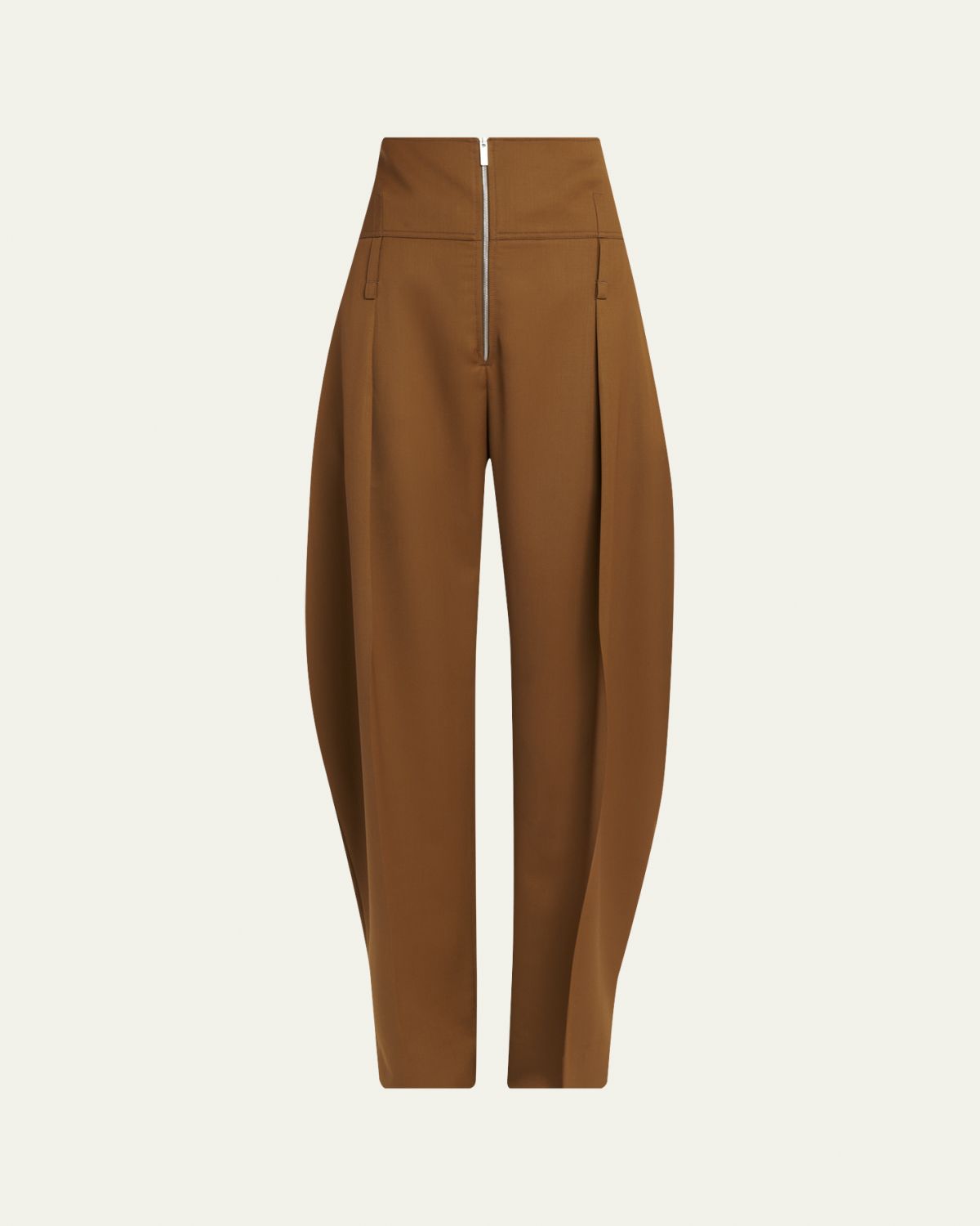 Ferragamo Pleated Wool-Cashmere Barrel-Leg Trousers | Thumbnail 6