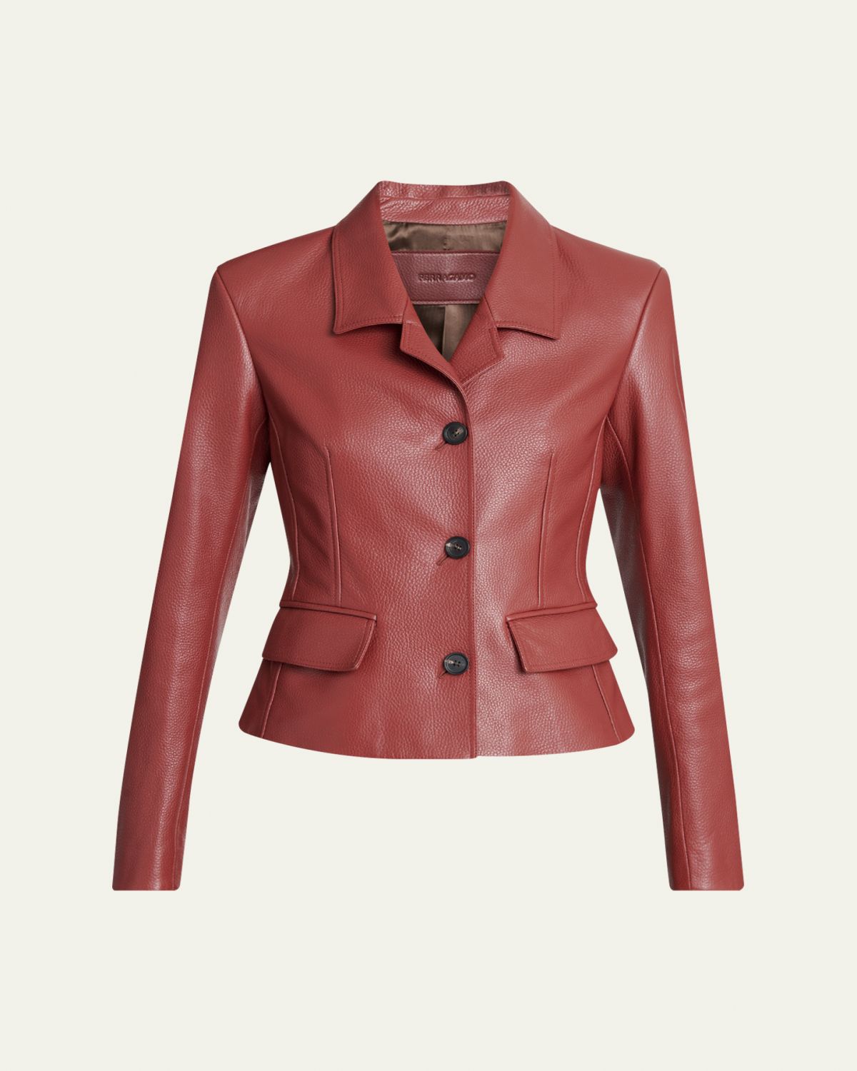 Ferragamo Cervo Single-Breasted Leather Jacket | Thumbnail 6