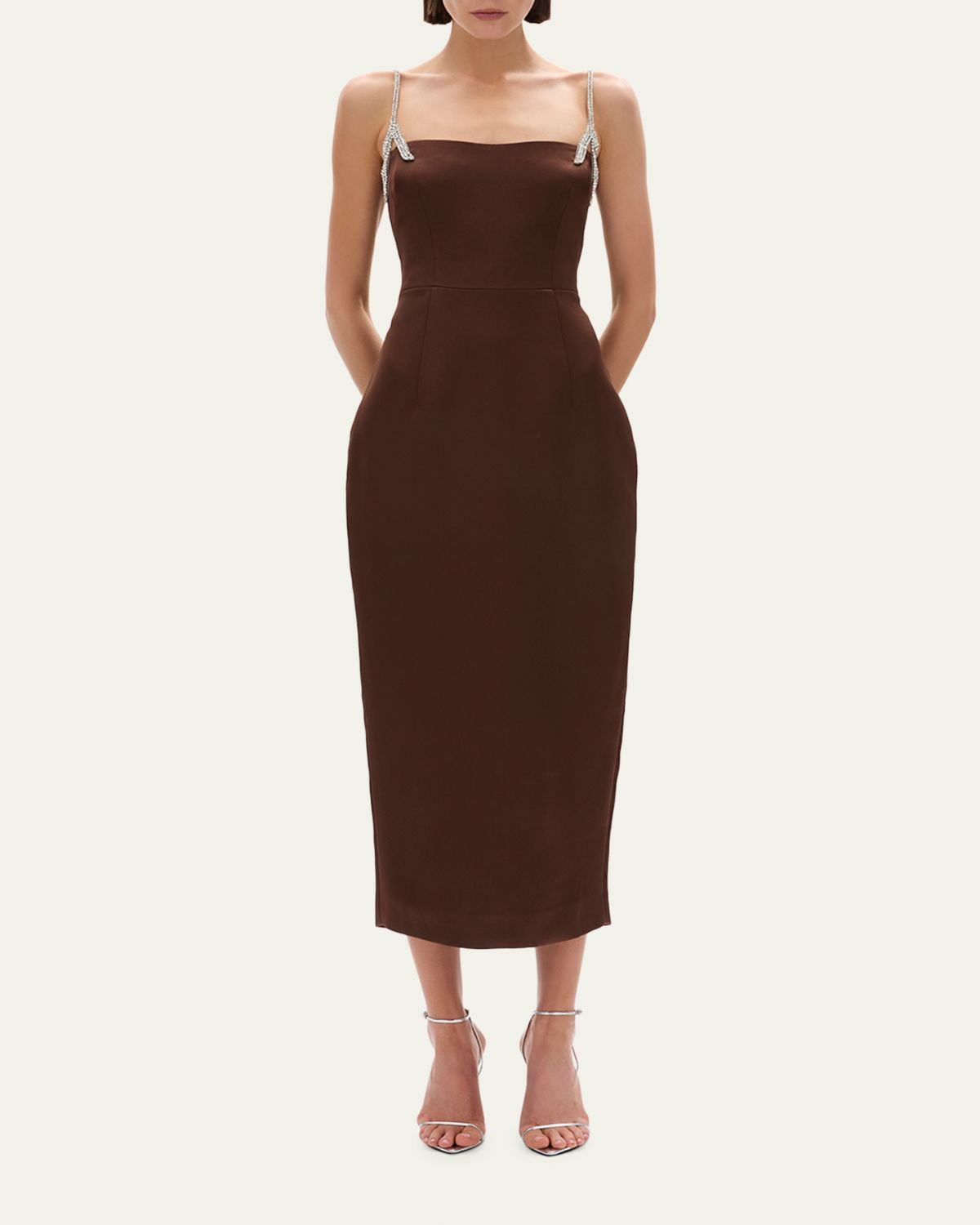 Rachel Gilbert Leora Crystal-Strap Crepe Ankle Gown | Thumbnail 2 Rachel Gilbert Leora Crystal-Strap Crepe Ankle Gown | Thumbnail 2