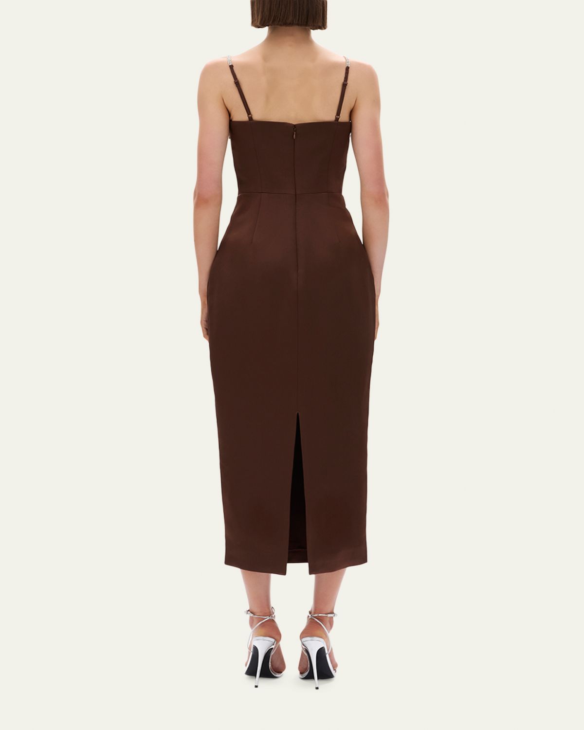 Rachel Gilbert Leora Crystal-Strap Crepe Ankle Gown | Thumbnail 3 Rachel Gilbert Leora Crystal-Strap Crepe Ankle Gown | Thumbnail 3
