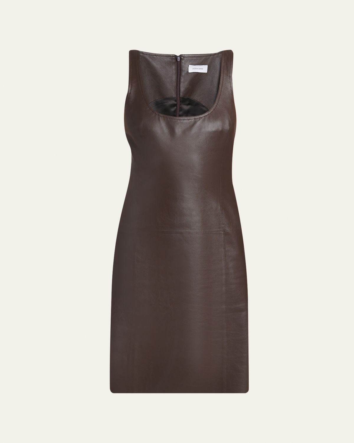 Ferragamo Sleeveless Plonge Leather Woven-Side Dress | Thumbnail 6 Ferragamo Sleeveless Plonge Leather Woven-Side Dress | Thumbnail 6