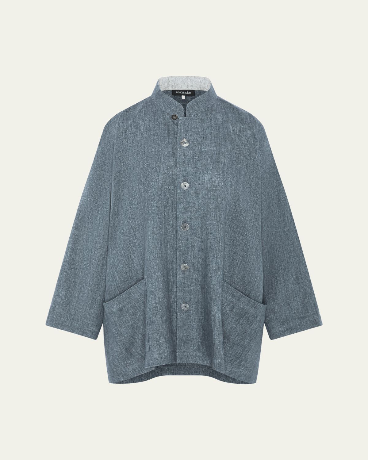 Eskandar Longer Back Wide Mandarin Jacket - Long Length