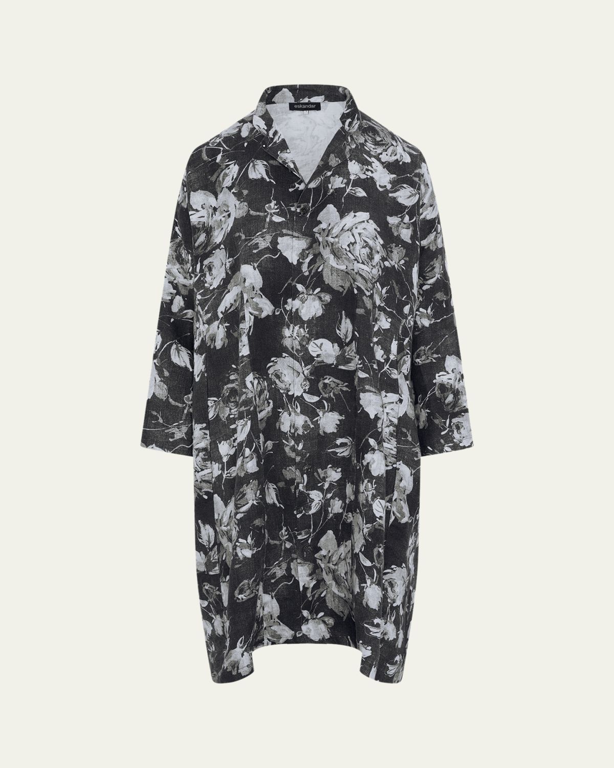 Eskandar A-Line Panelled Mandarin Jacket Coat - 3/4 Length