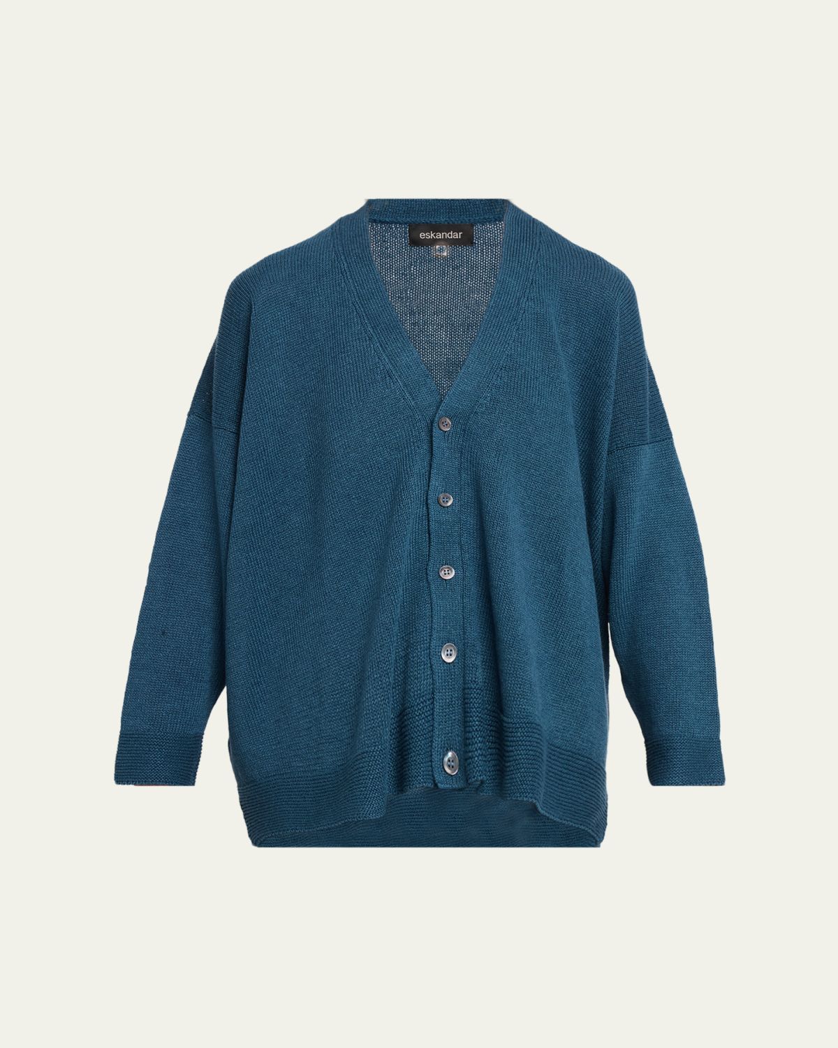 Eskandar Cotton Linen V-Neck Cardigan - Mid Length | Thumbnail 10 Eskandar Cotton Linen V-Neck Cardigan - Mid Length | Thumbnail 10