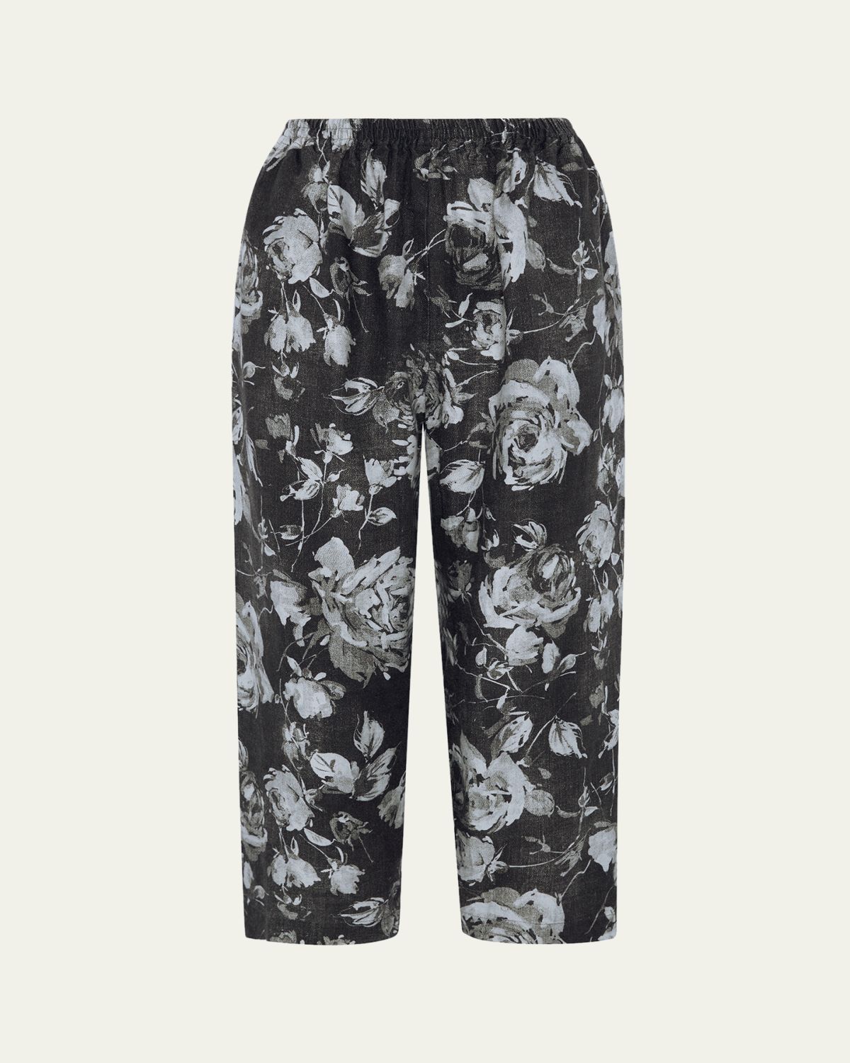 Eskandar Stonewashed Linen Japanese Trousers- Monochrome