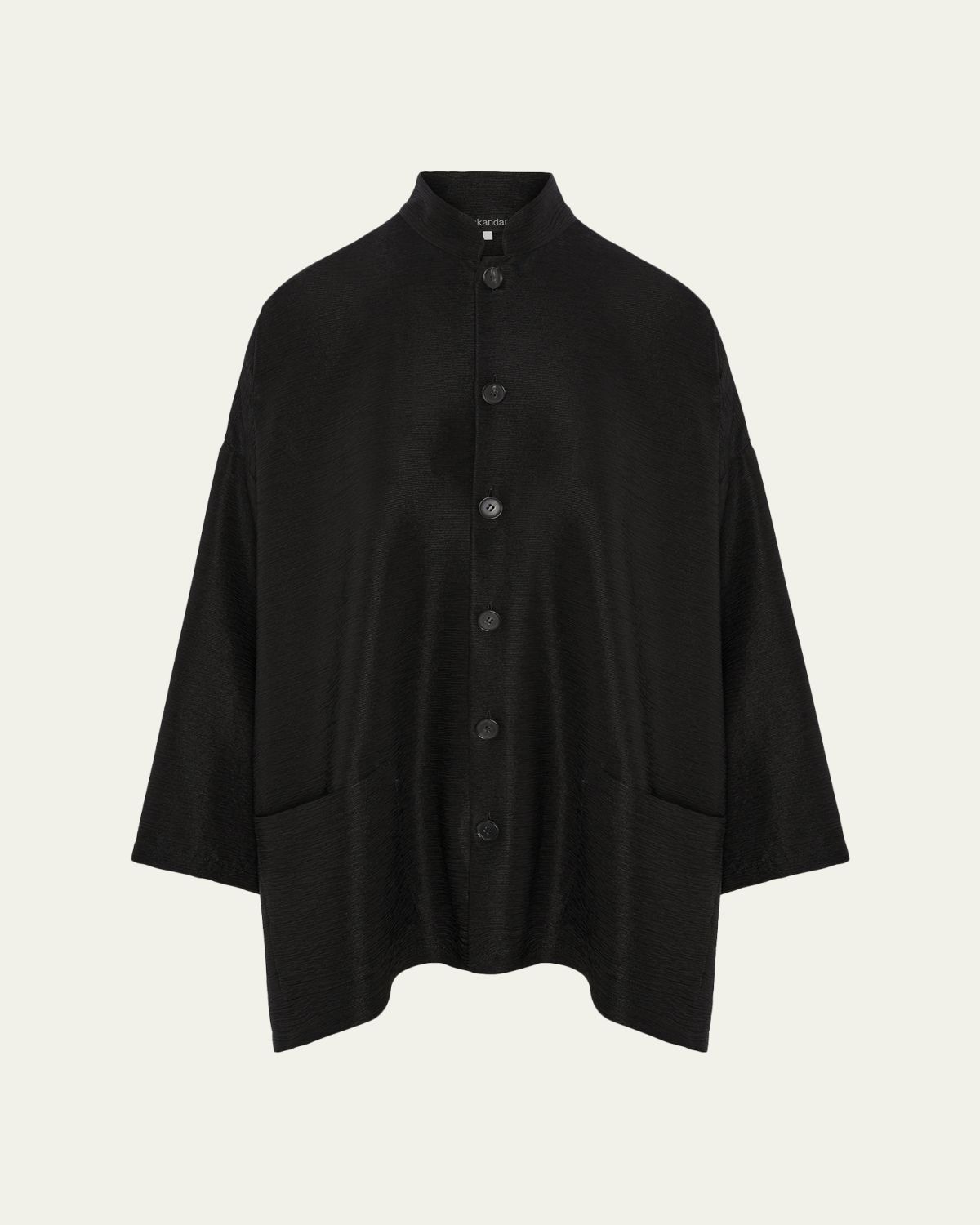 Eskandar Wide A-Line Mandarin Jacket - Long Length