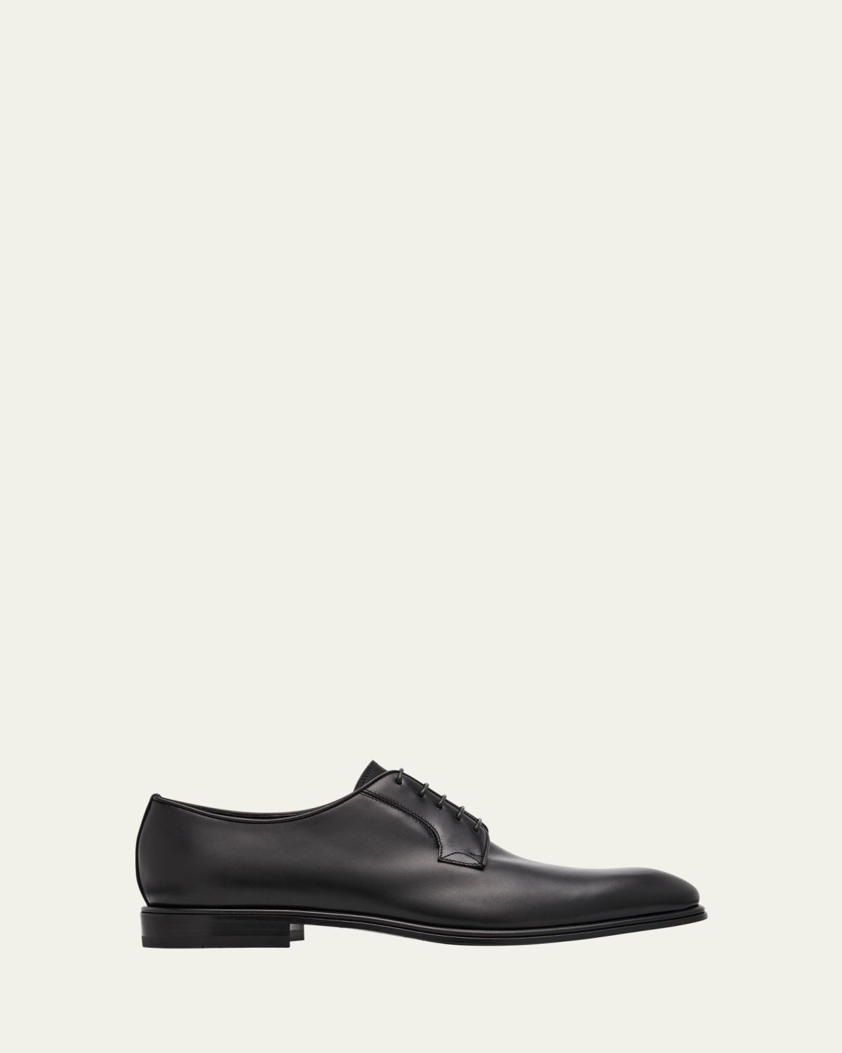Ferragamo Men's Stefano Almond-Toe Leather Derby Shoes | Thumbnail 4 Ferragamo Men's Stefano Almond-Toe Leather Derby Shoes | Thumbnail 4
