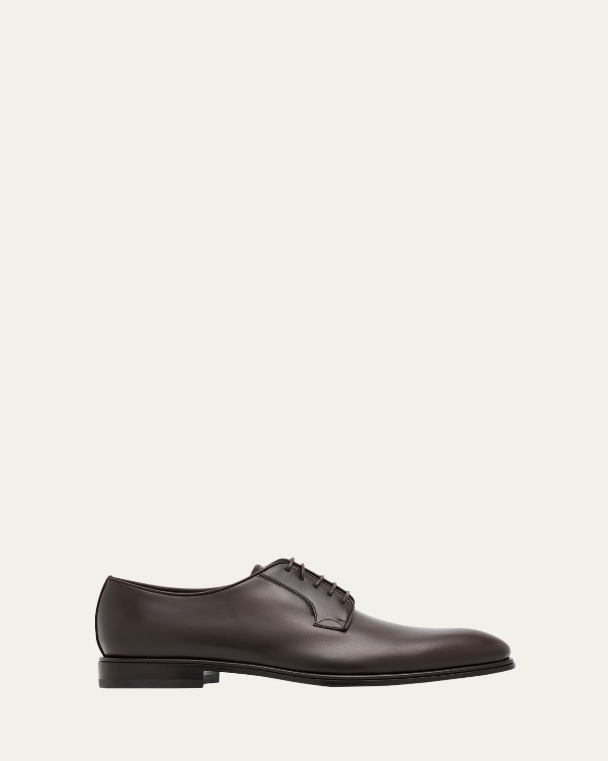 Ferragamo Men's Leather Almond-Toe Derby Shoes | Thumbnail 4