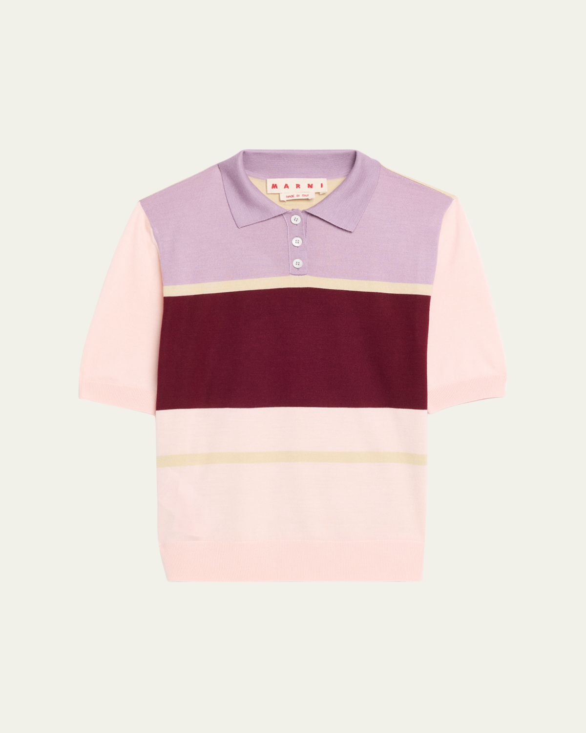 Marni Colorblock Wool-Silk Polo Shirt