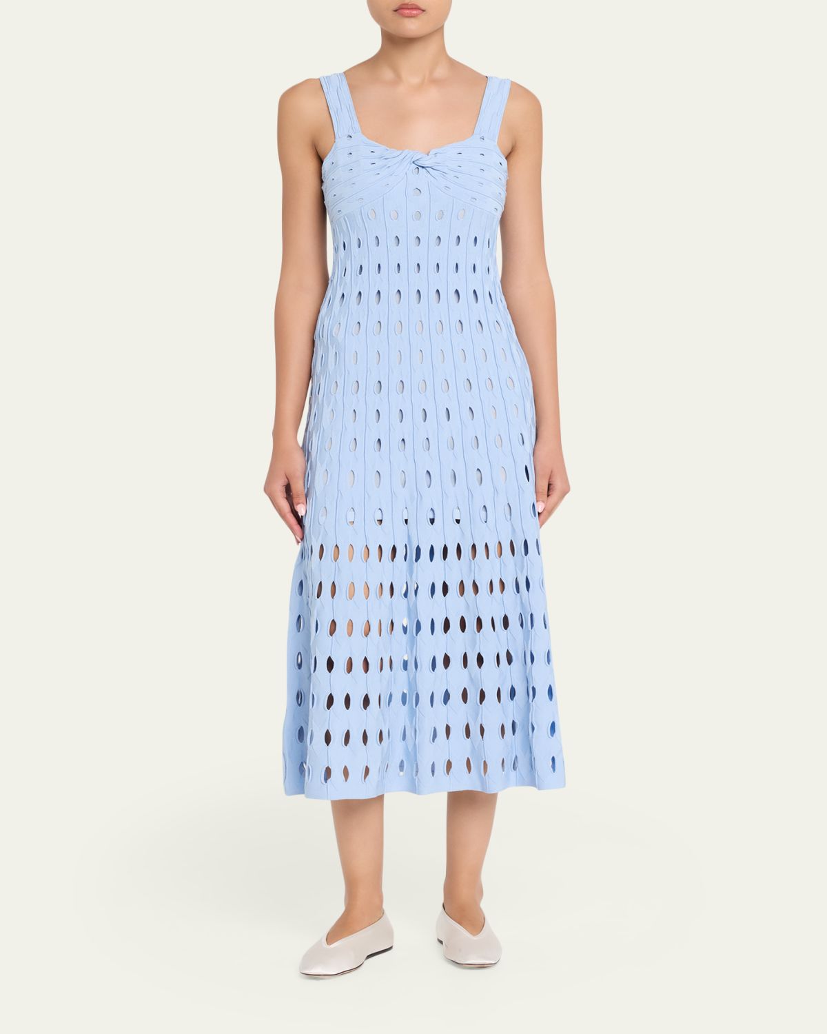 SIMKHAI Christina Knit Twist-Front Midi Dress | Thumbnail 2