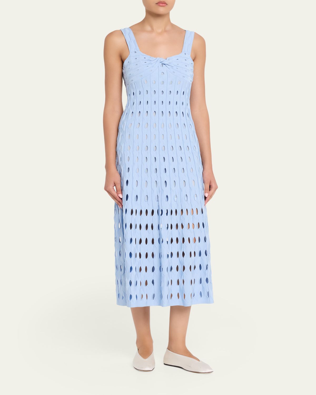 SIMKHAI Christina Knit Twist-Front Midi Dress | Thumbnail 4