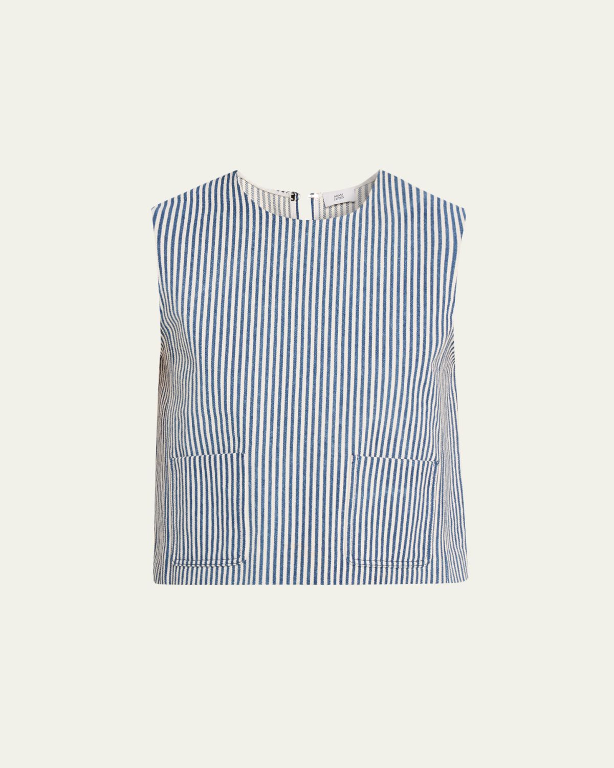 Adam Lippes Ludlow Striped Twill Sleeveless Top