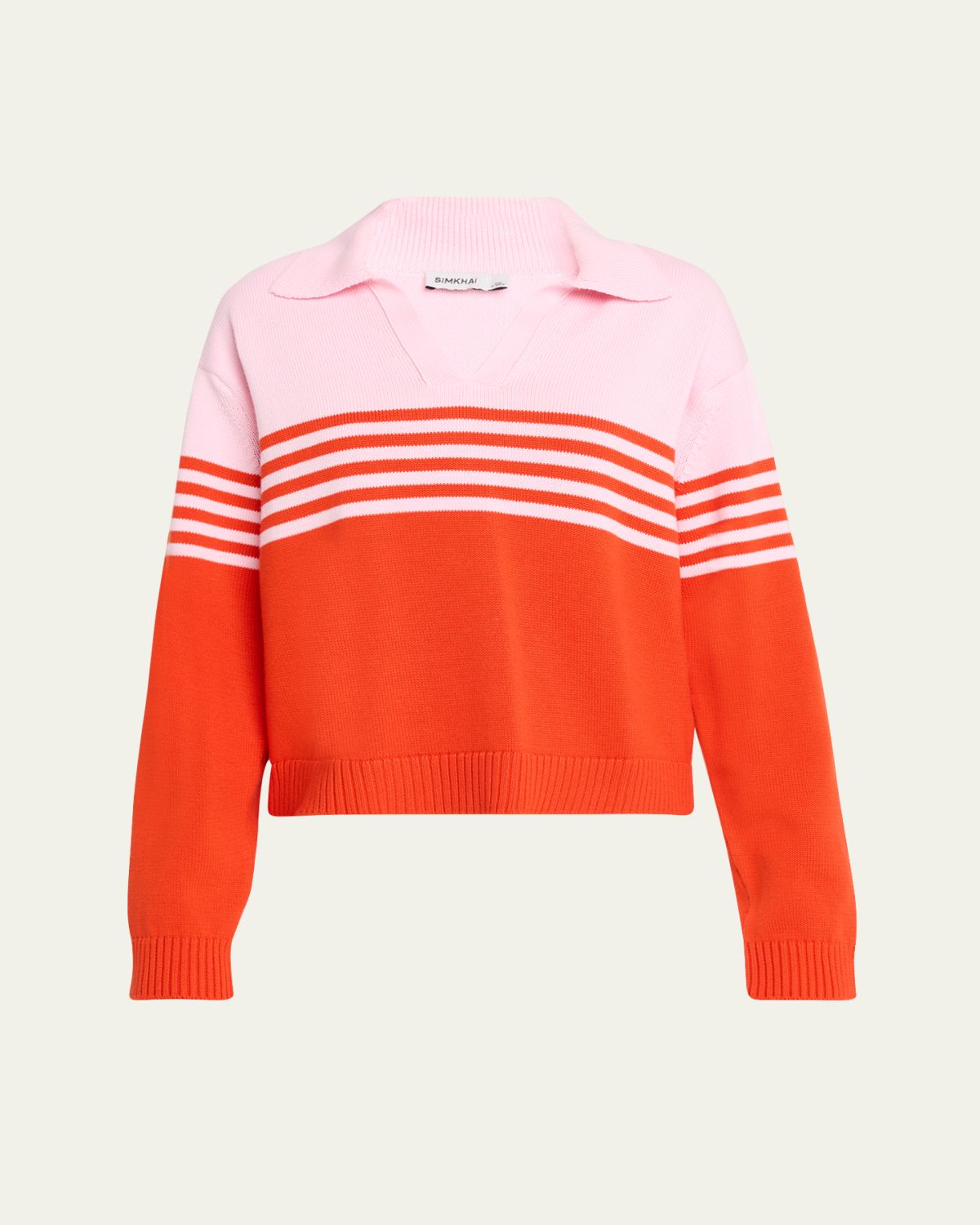 SIMKHAI Jules Stripe Polo Sweater