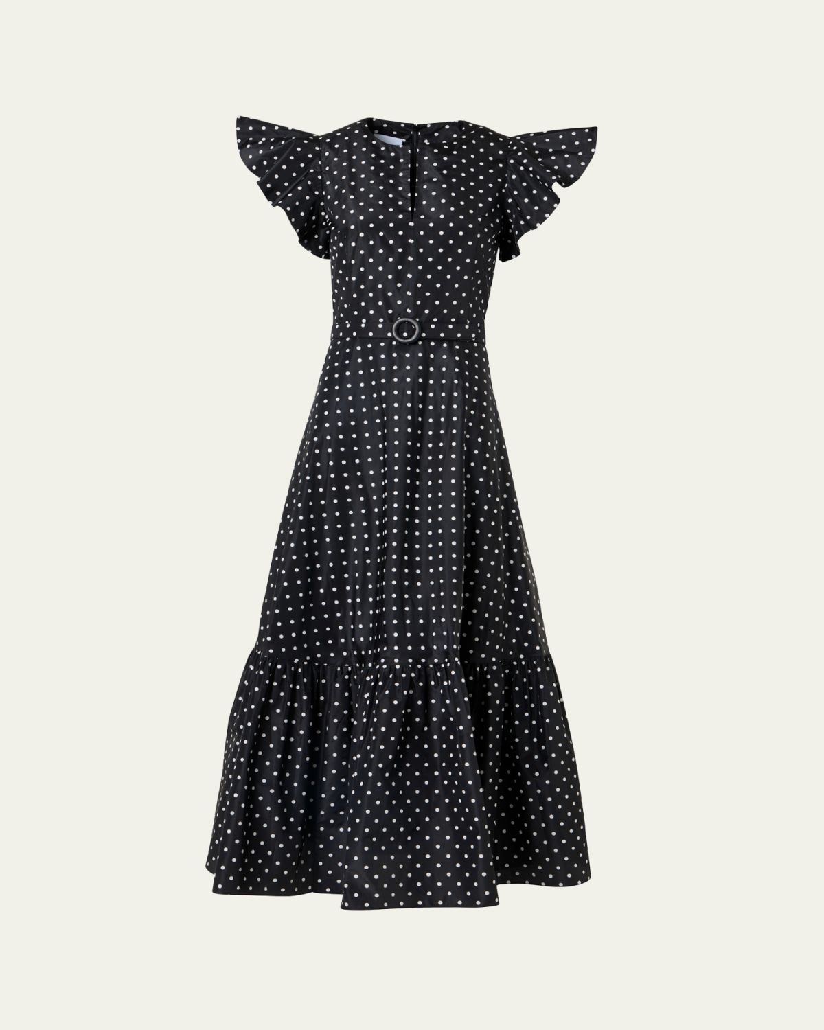 Akris punto Belted Polka Dot Flutter-Sleeve Dress | Thumbnail 6 Akris punto Belted Polka Dot Flutter-Sleeve Dress | Thumbnail 6