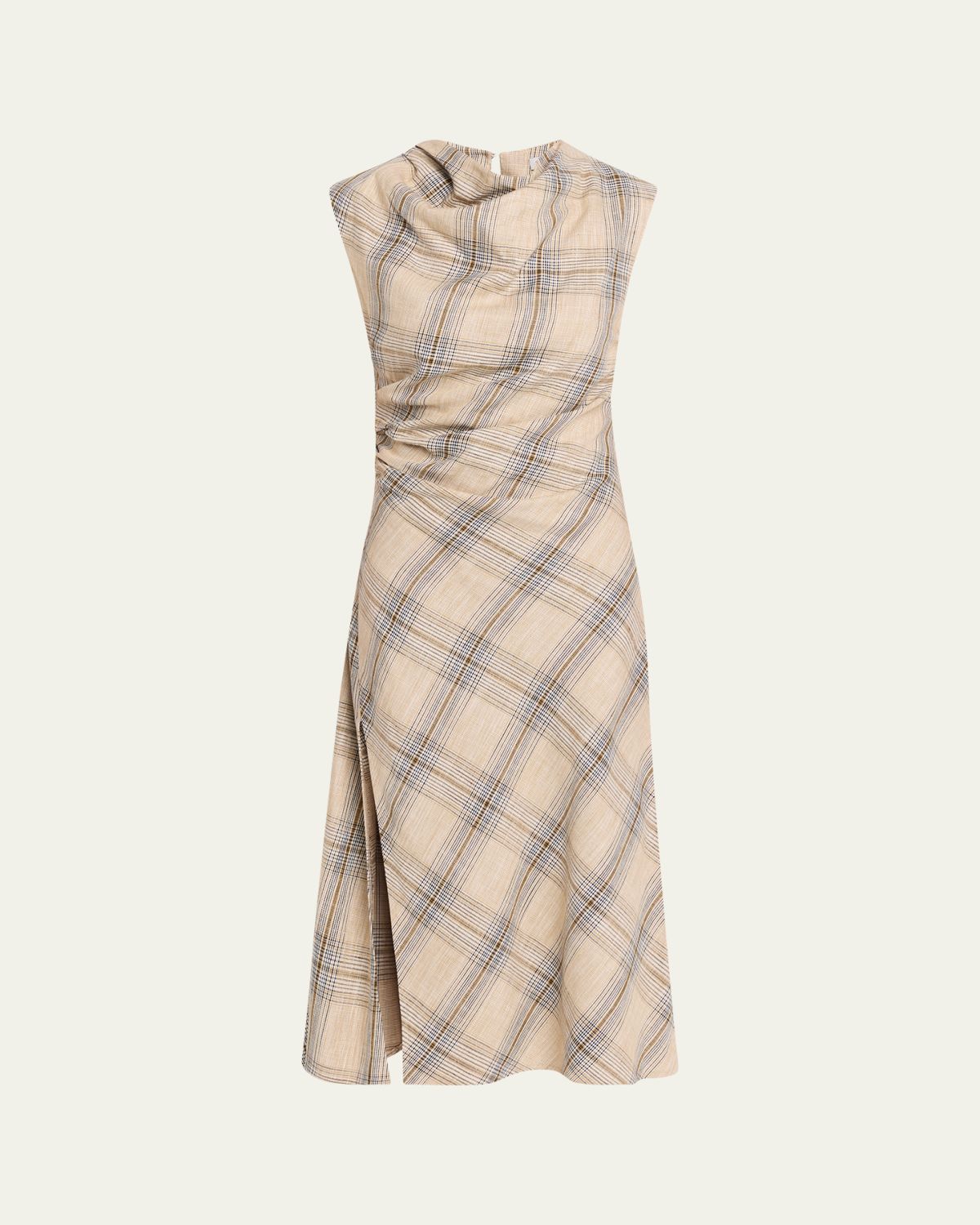 SIMKHAI Burke Draped Plaid Midi Dress