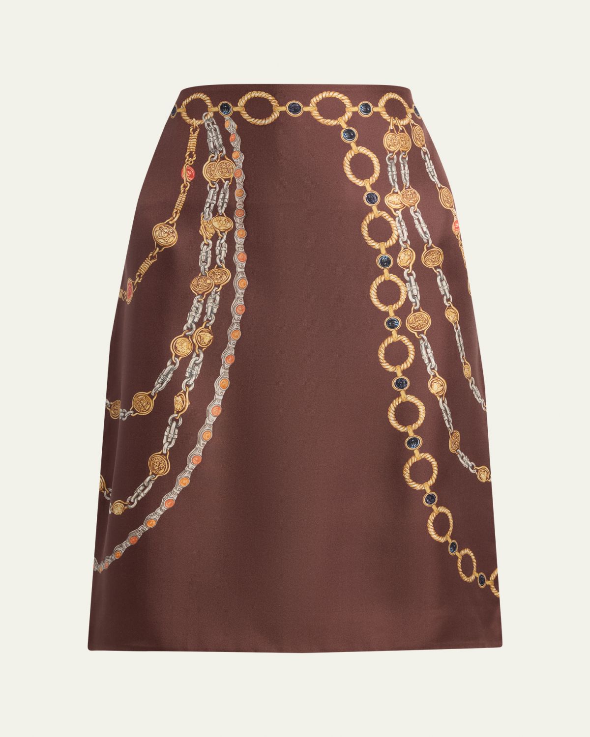 Versace Printed Silk Twill Pencil Skirt