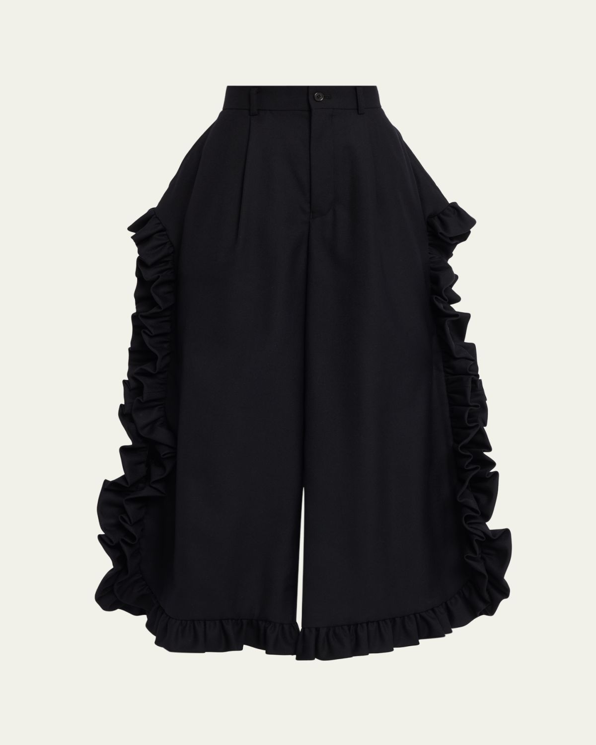 Noir Kei Ninomiya Ruffle Button-Side Wide-Leg Ankle Pants