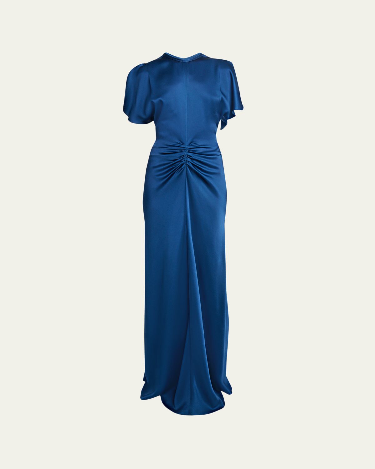 Victoria Beckham Gathered Waist Flutter-Sleeve Satin Gown | Thumbnail 6 Victoria Beckham Gathered Waist Flutter-Sleeve Satin Gown | Thumbnail 6