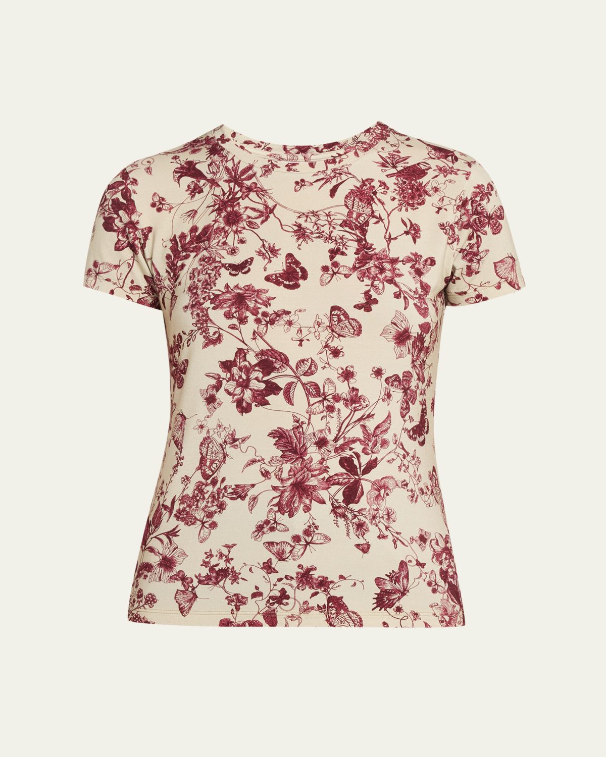 L'Agence Ressi Short-Sleeve Butterfly Toile Tee