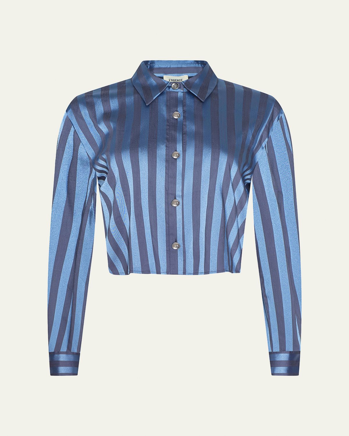 L'Agence Cosette Stripe Cropped High-Low Shirt