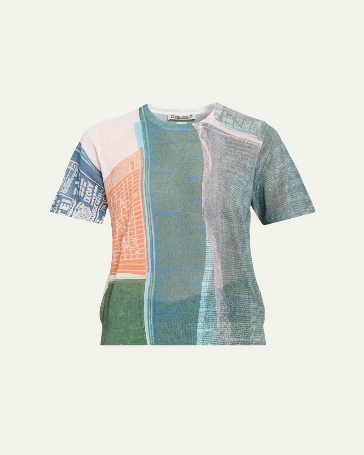 Jason Wu Collection Short-Sleeve Knit Top with "Platter" Artwork by Robert Rauschenberg
