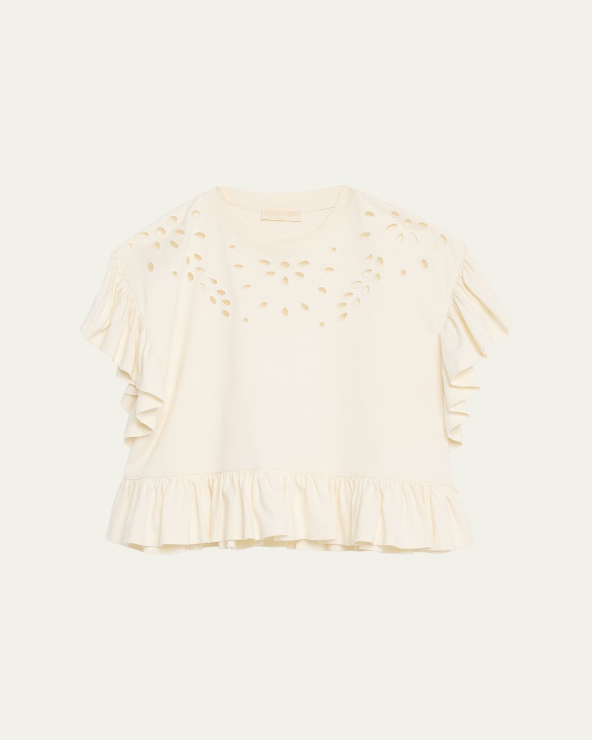 Ulla Johnson Mariana Embroidered Flutter-Sleeve Top