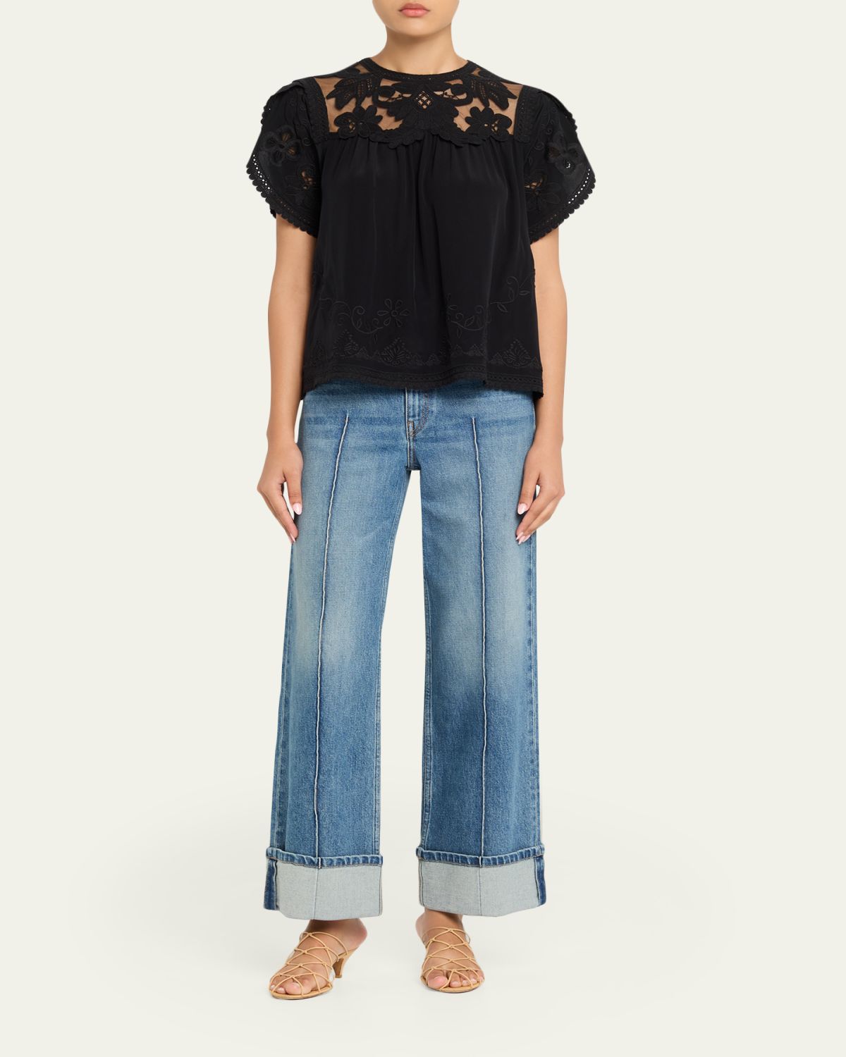 Ulla Johnson Genevieve Cuffed Wide-Leg Jeans | Thumbnail 2 Ulla Johnson Genevieve Cuffed Wide-Leg Jeans | Thumbnail 2