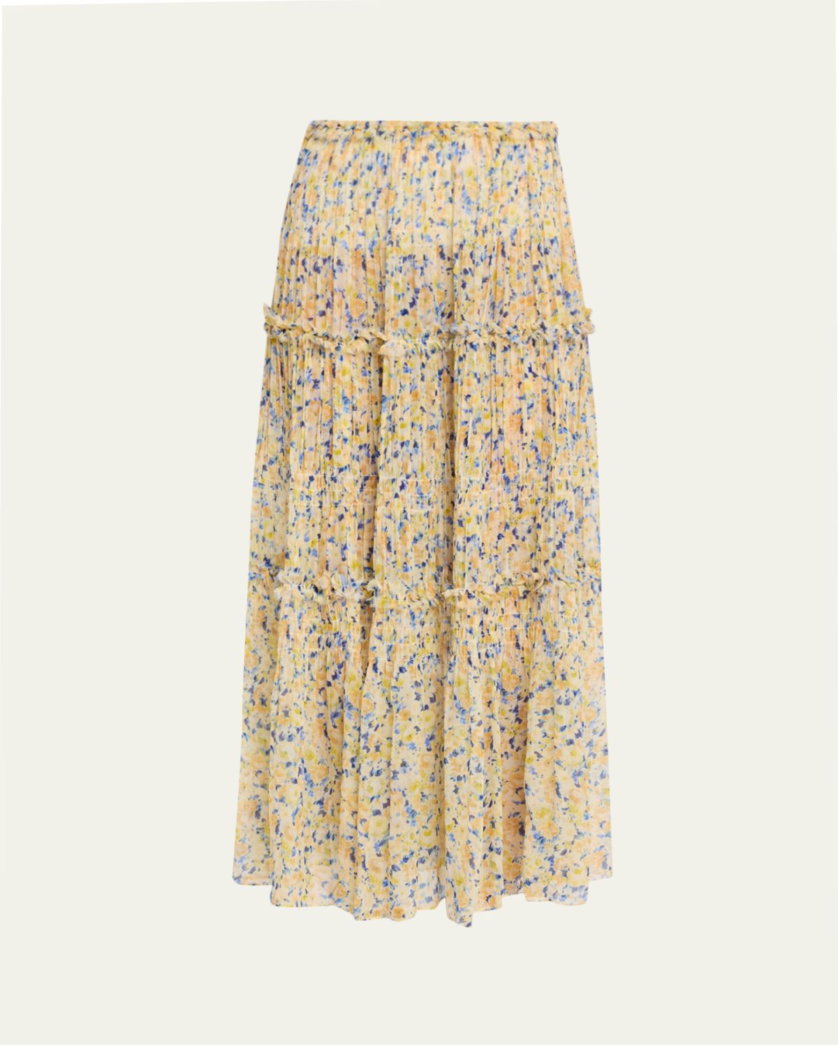 Ulla Johnson Virginie Floral Silk Chiffon Midi Skirt