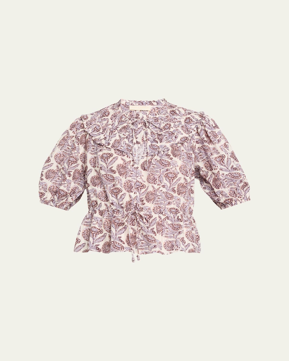 Ulla Johnson Elvie Printed Short-Sleeve Blouse