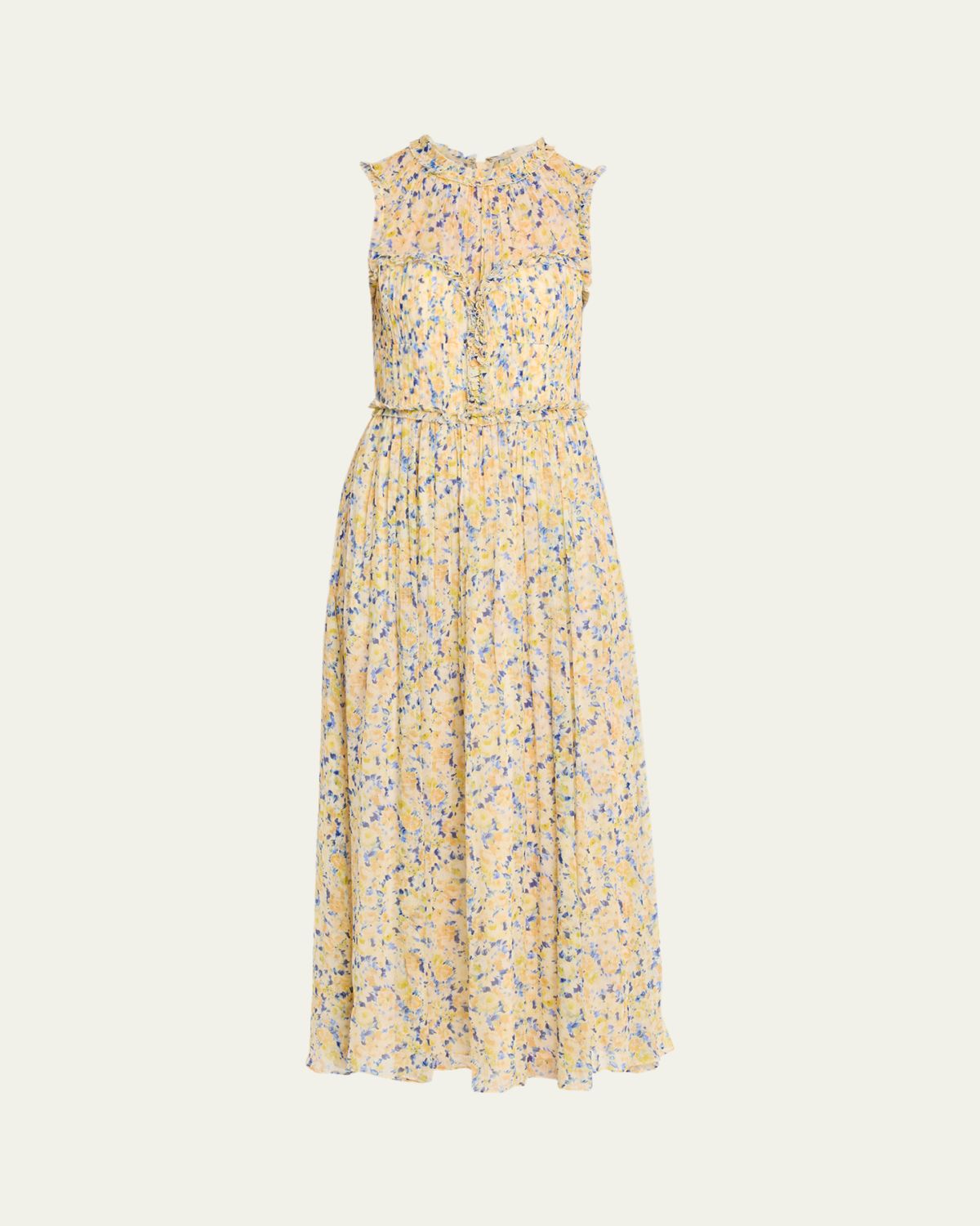Ulla Johnson Kasia Floral Silk Chiffon Midi Dress