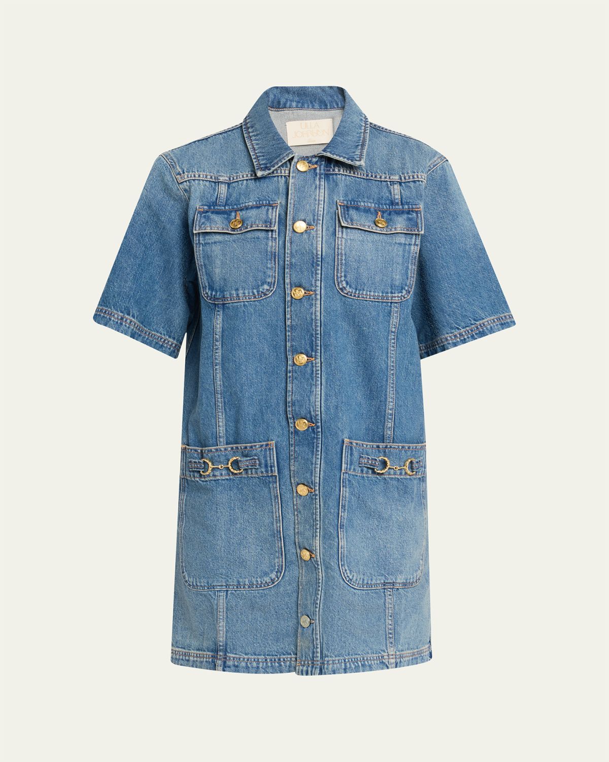Ulla Johnson Painters Denim Mini Shirtdress