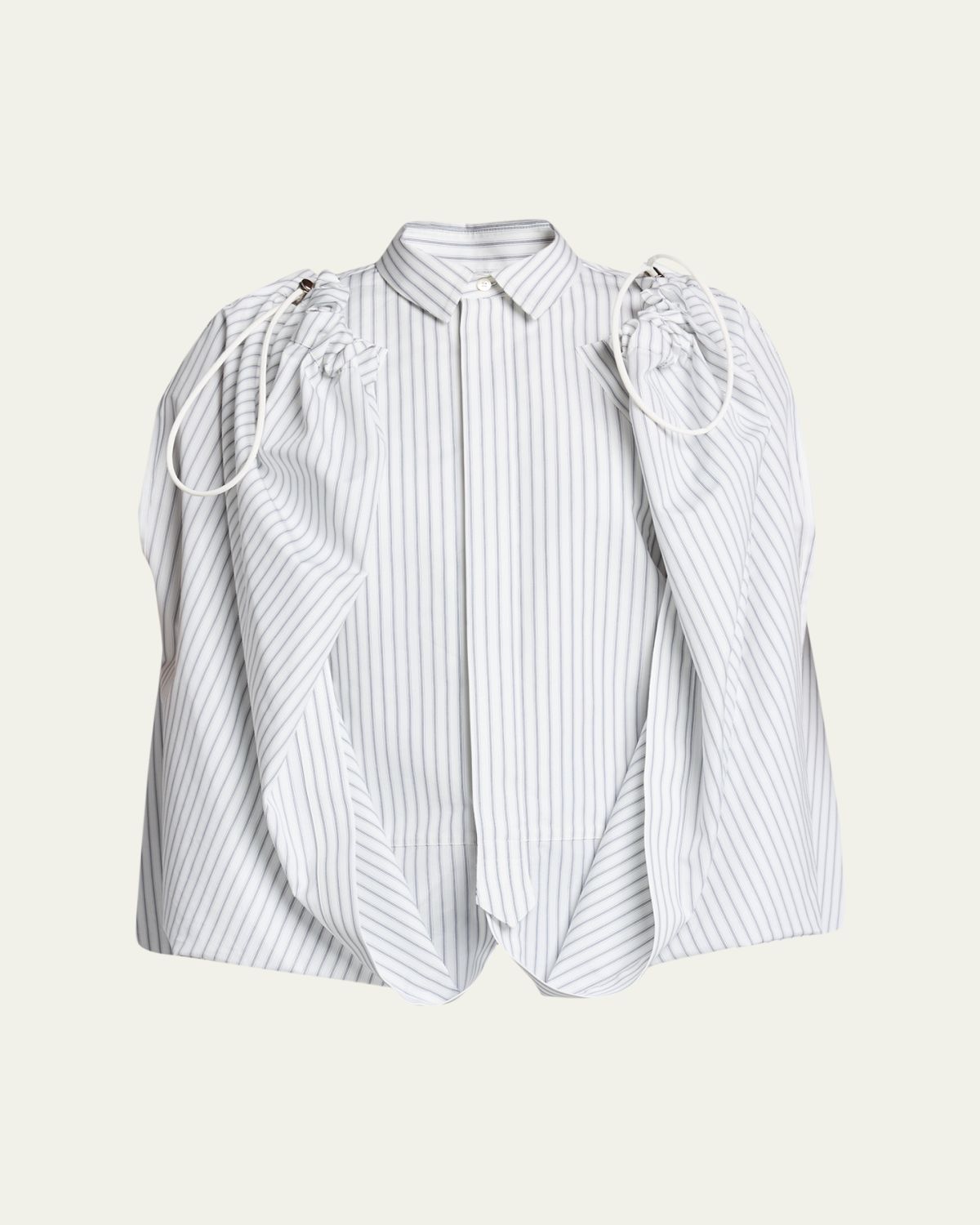 SACAI Striped Cotton Poplin Drawstring Cape Shirt | Thumbnail 6 SACAI Striped Cotton Poplin Drawstring Cape Shirt | Thumbnail 6