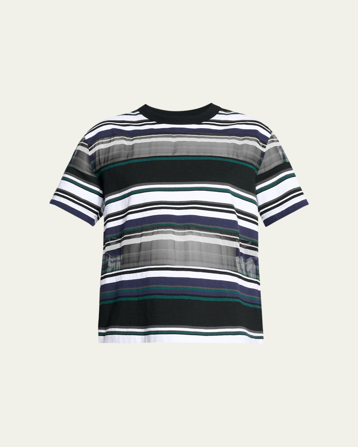 SACAI Striped Jersey Short-Sleeve T-Shirt