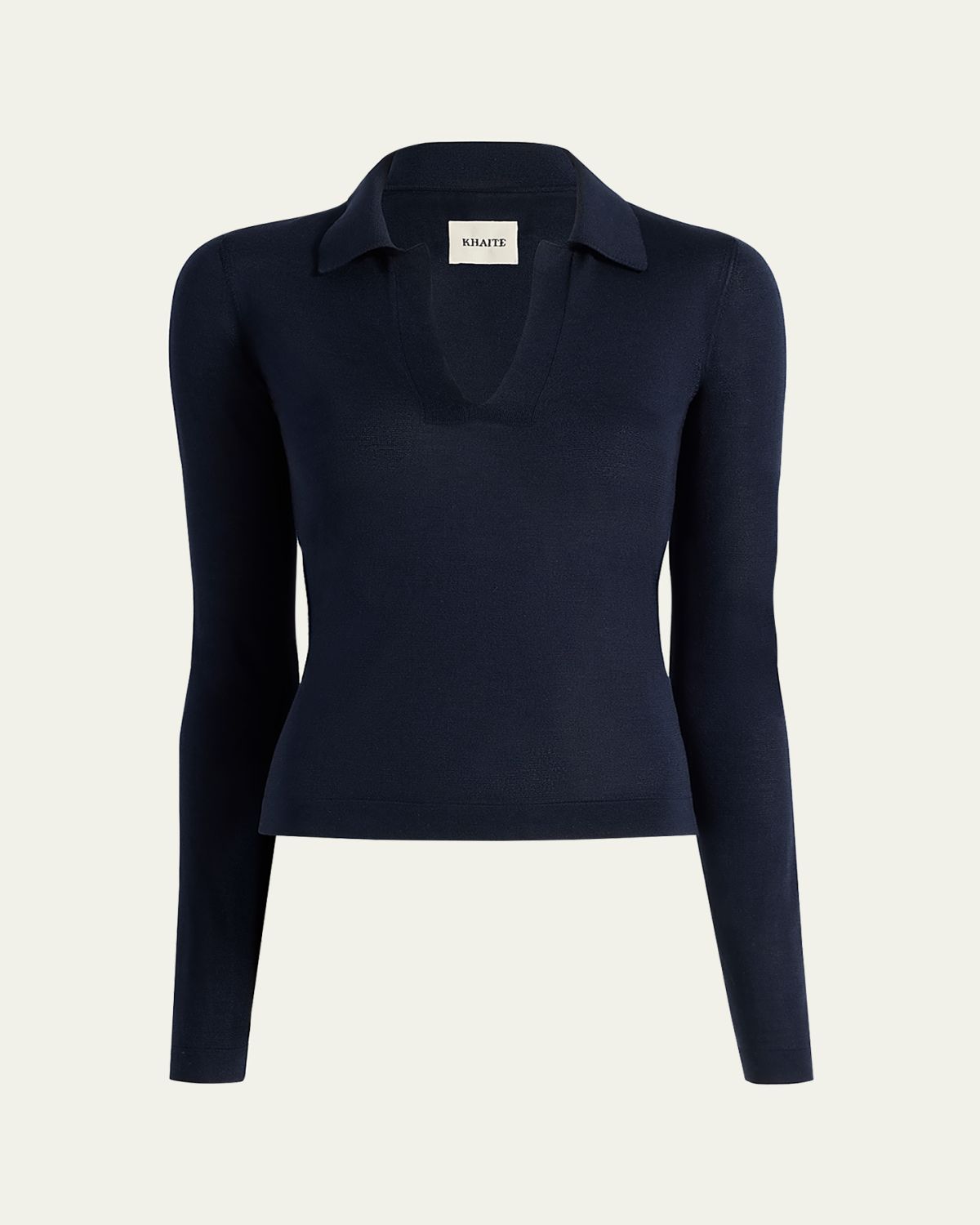 Khaite Mikel Long-Sleeve Knit Polo Top